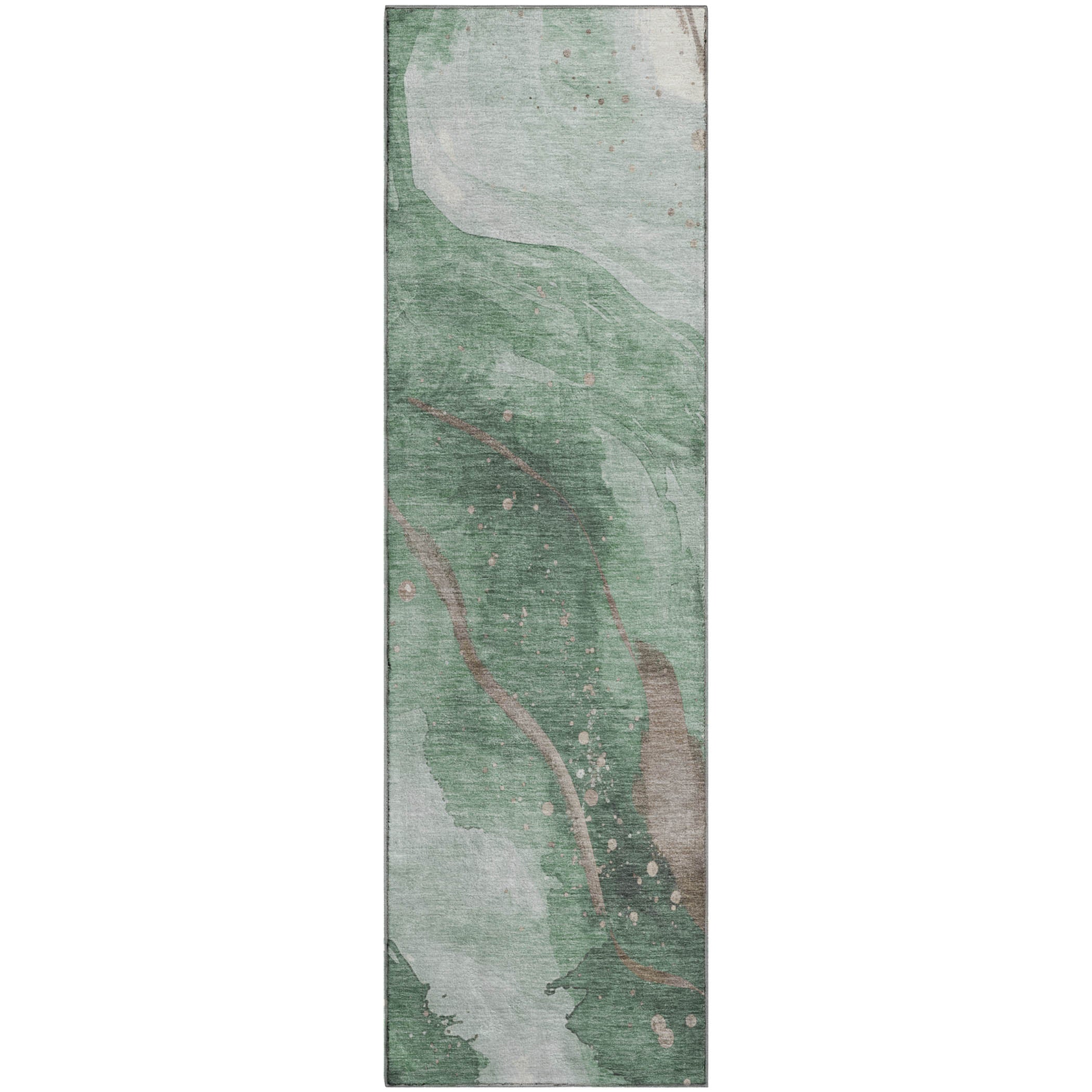 Seville Machine Washable Transitional Green Rug 2'3" x 7'6" #shape_Runner