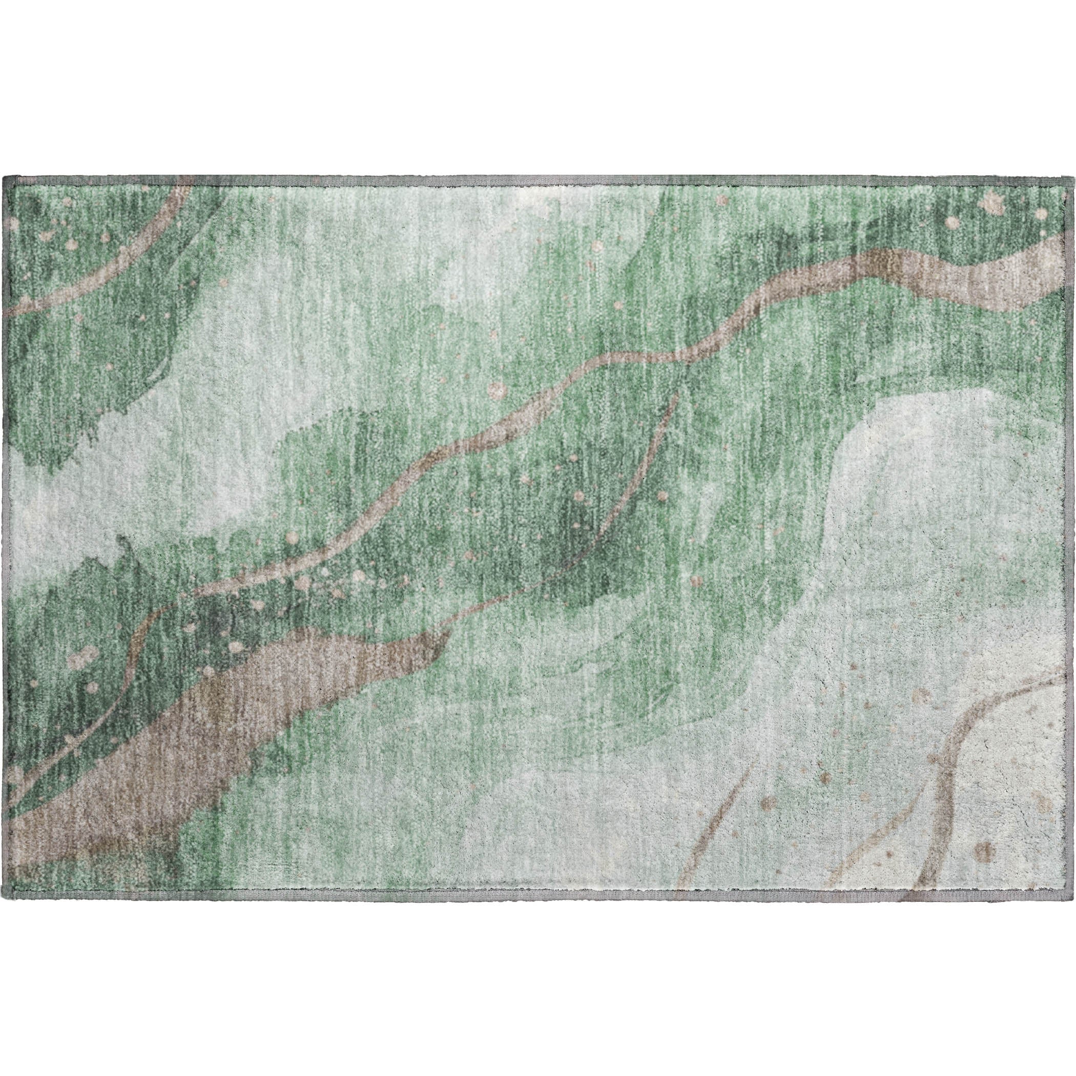 Seville Machine Washable Transitional Green Rug 1'8" x 2'6" #shape_Rectangle