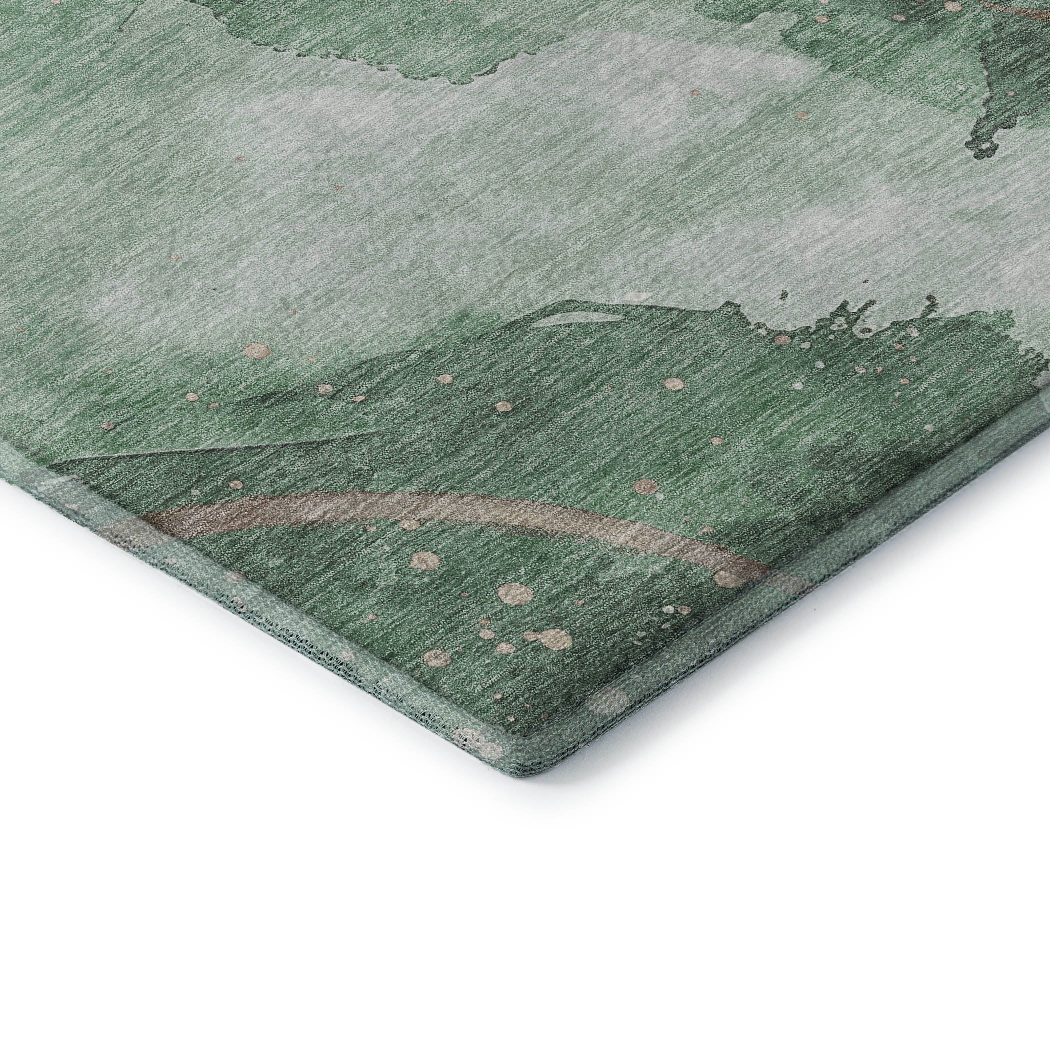 Seville Machine Washable Transitional Green Rug 1'8" x 2'6" #shape_Rectangle