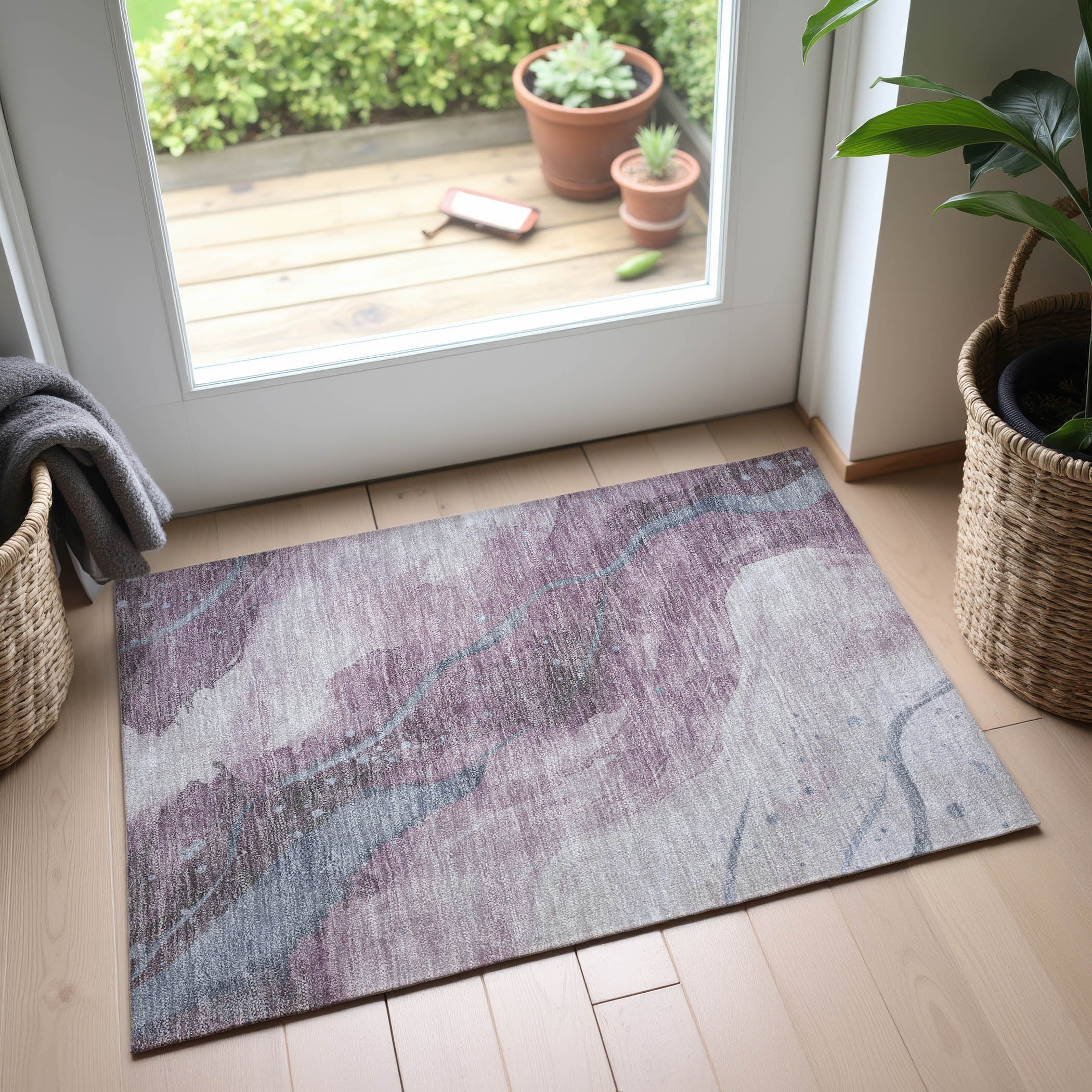 Seville Machine Washable Transitional Lavender Purple Rug 1'8" x 2'6" #shape_Rectangle