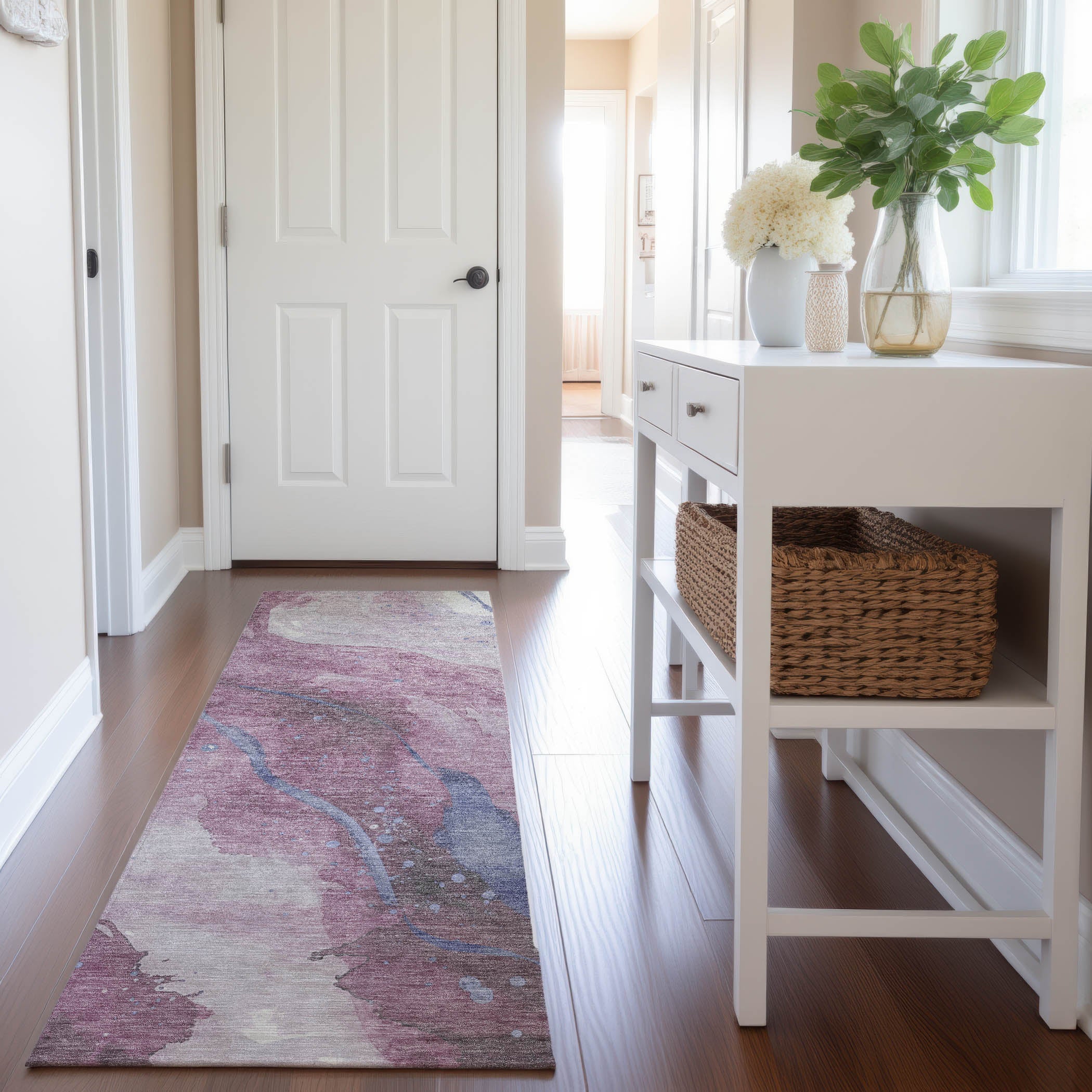 Seville Machine Washable Transitional Mauve Pink Rug 2'3" x 7'6" #shape_Runner