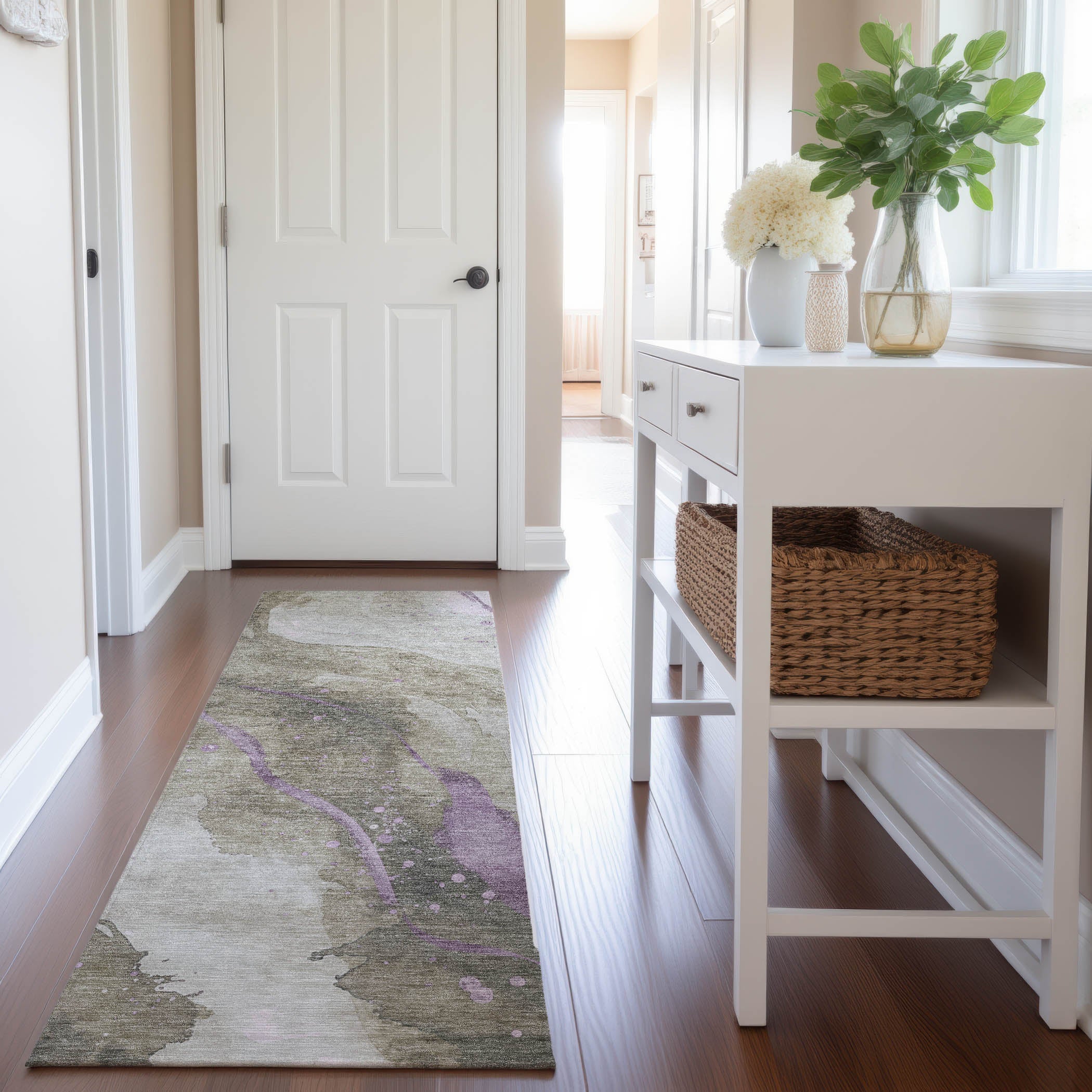 Seville Machine Washable Transitional Taupe Brown Rug 2'3" x 7'6" #shape_Runner