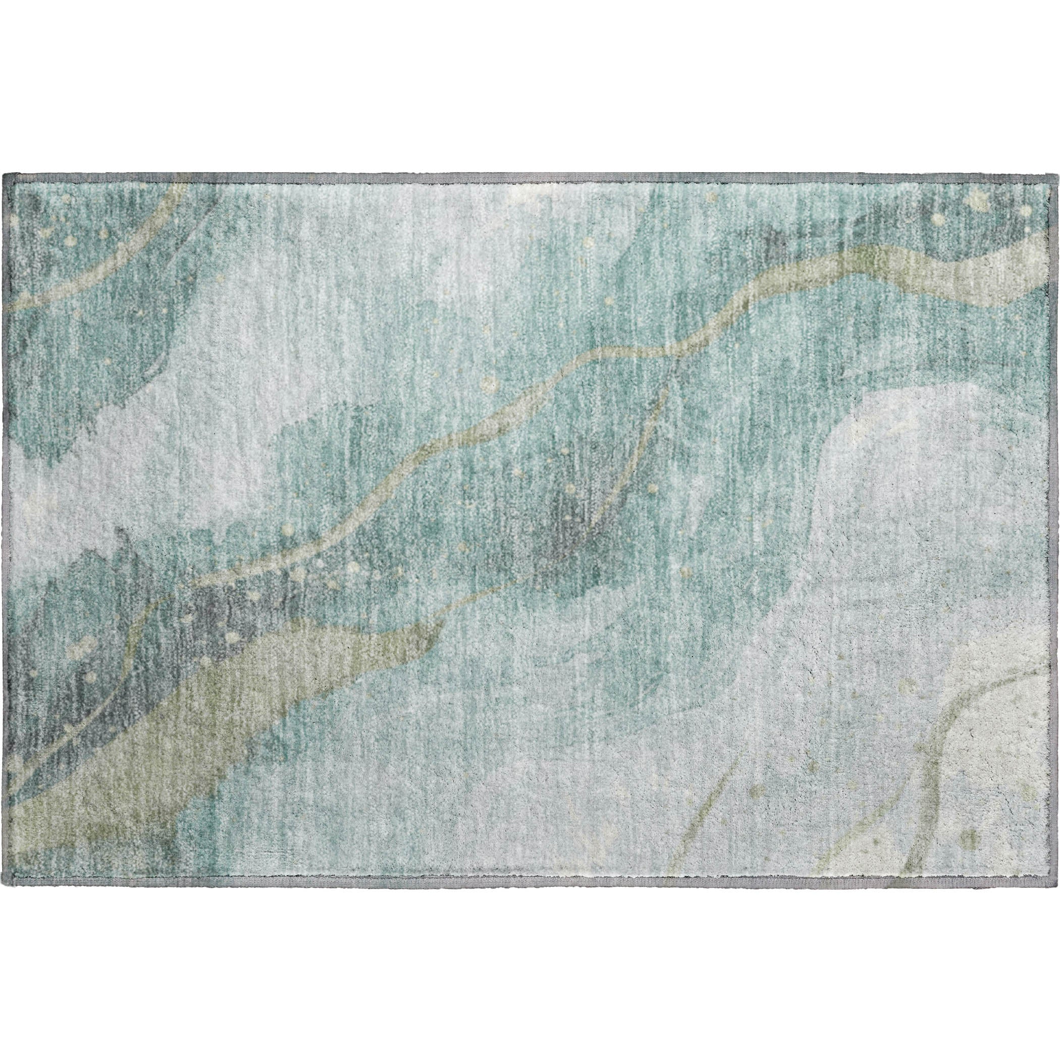 Seville Machine Washable Transitional Teal Rug 1'8" x 2'6" #shape_Rectangle