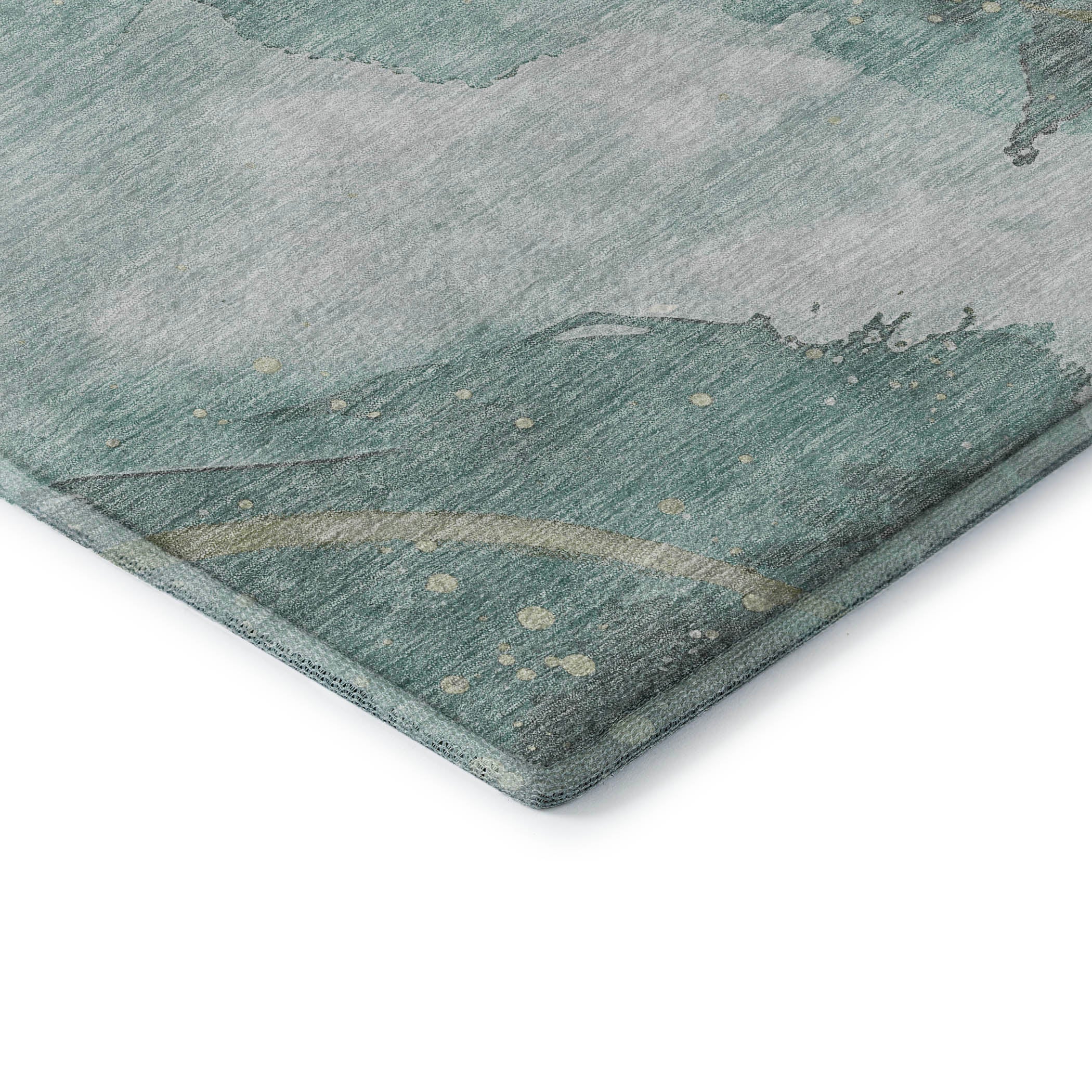 Seville Machine Washable Transitional Teal Rug 1'8" x 2'6" #shape_Rectangle