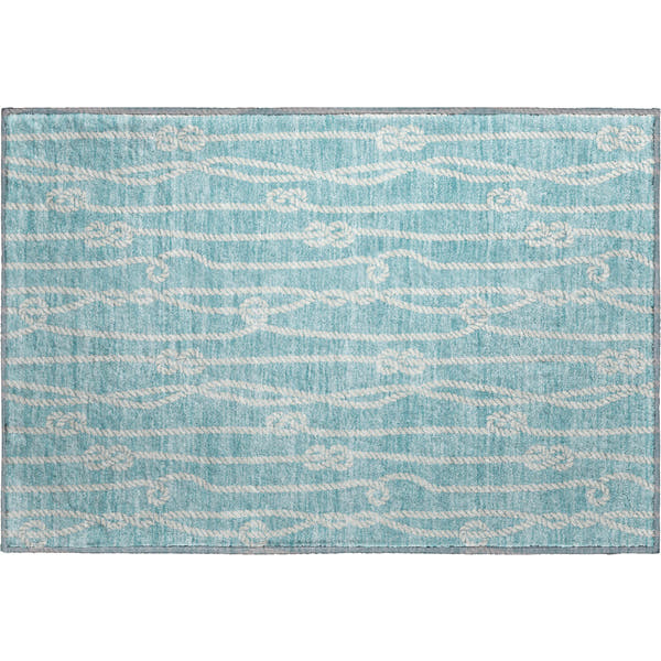 Reykjavik Machine Washable Coastal Lagoon Blue Rug 1'8" x 2'6"