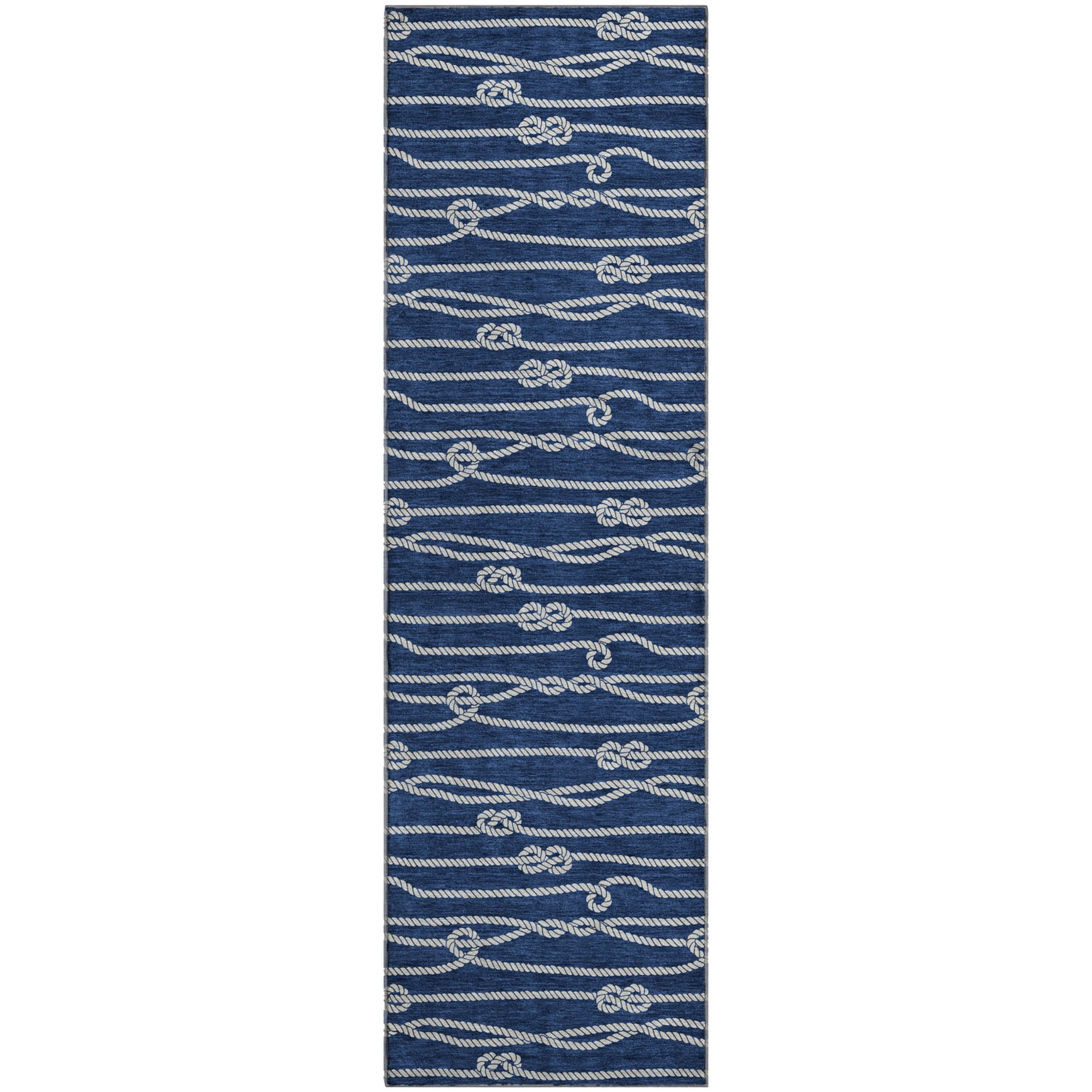Reykjavik Machine Washable Coastal Navy Blue Rug 2'3" x 7'6" #shape_Runner