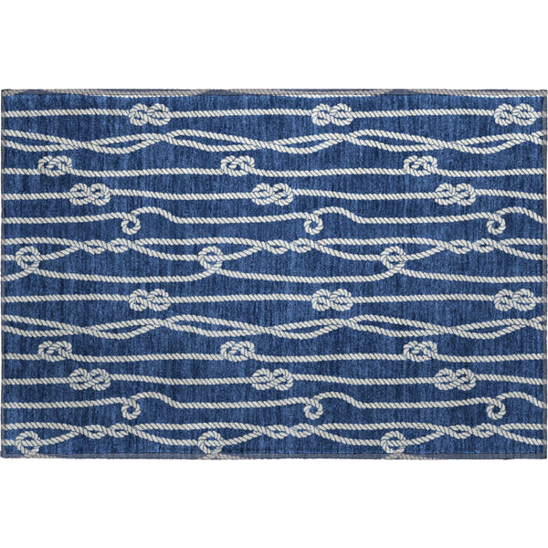 Reykjavik Machine Washable Coastal Navy Blue Rug 1'8" x 2'6"