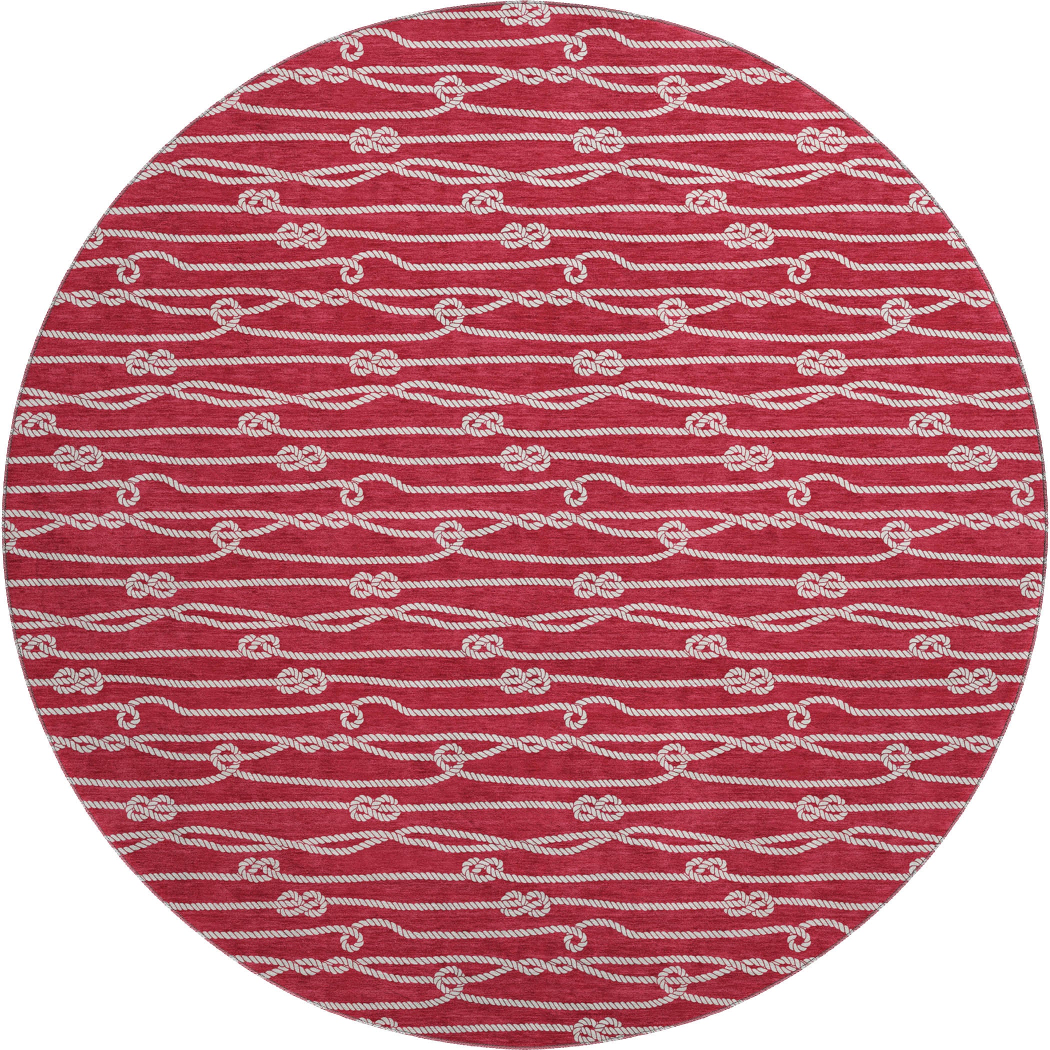 Reykjavik Machine Washable Coastal Red Rug 8' x 8' #shape_Round