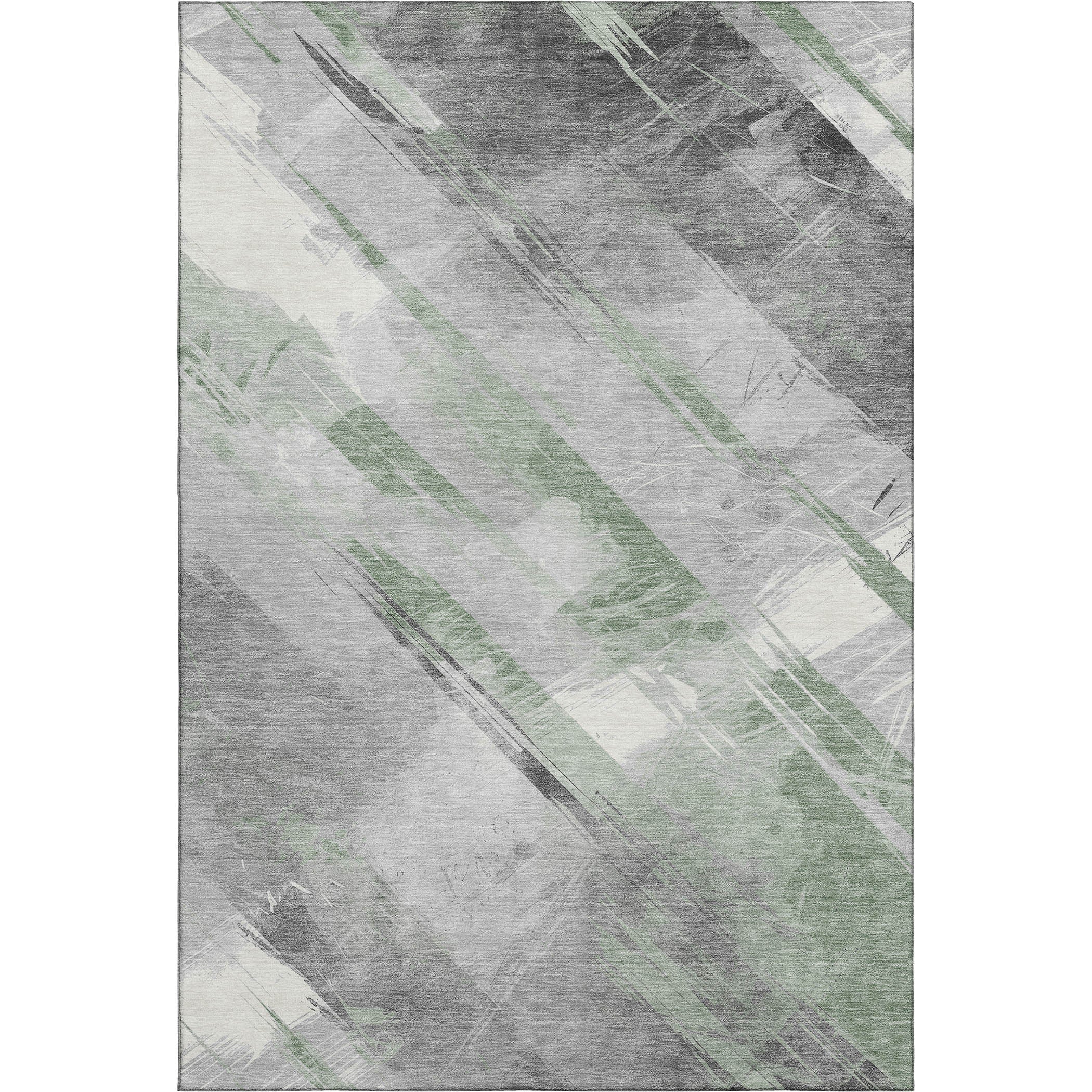 Seoul Machine Washable Transitional Aloe Green Rug 2'6" x 3'10" #shape_Rectangle