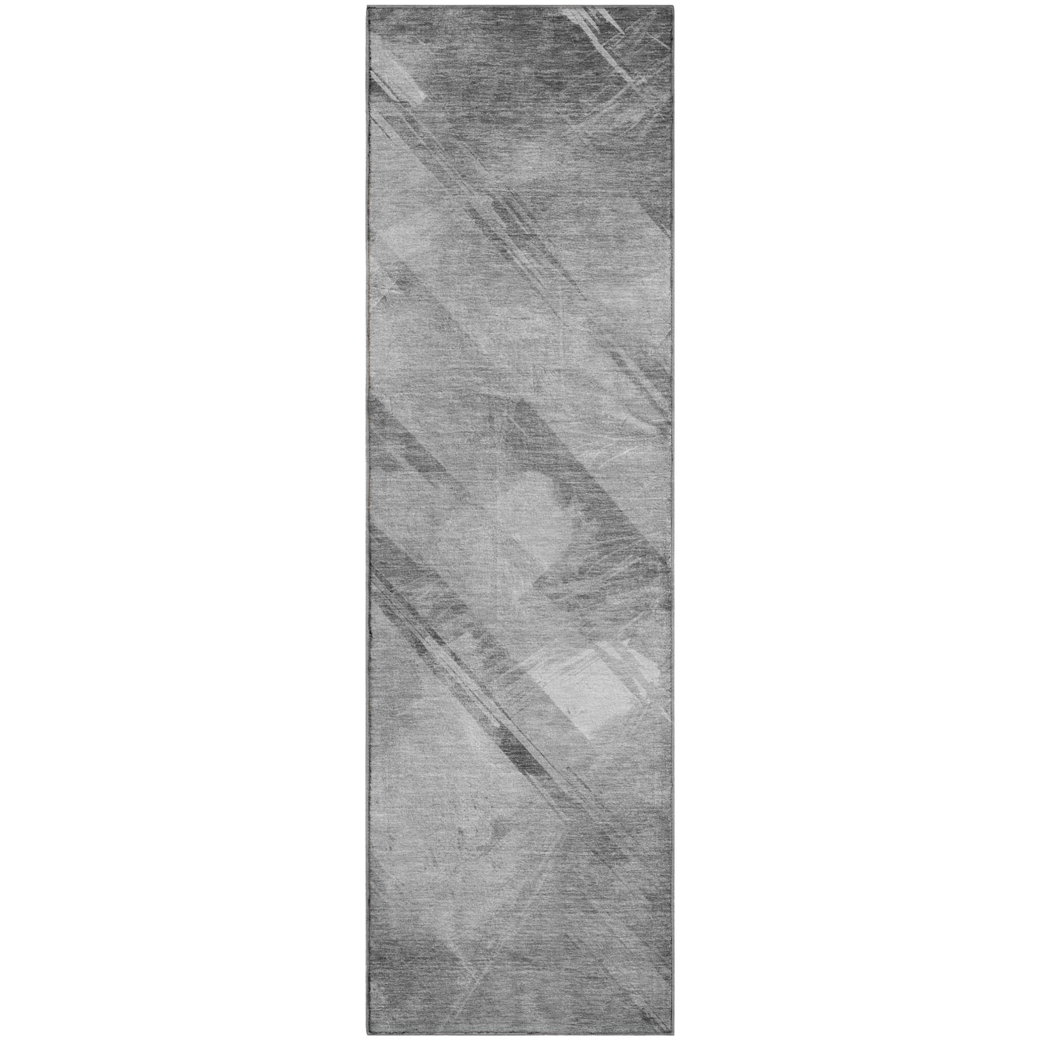 Seoul Machine Washable Transitional Gray Rug 2'3" x 7'6" #shape_Runner