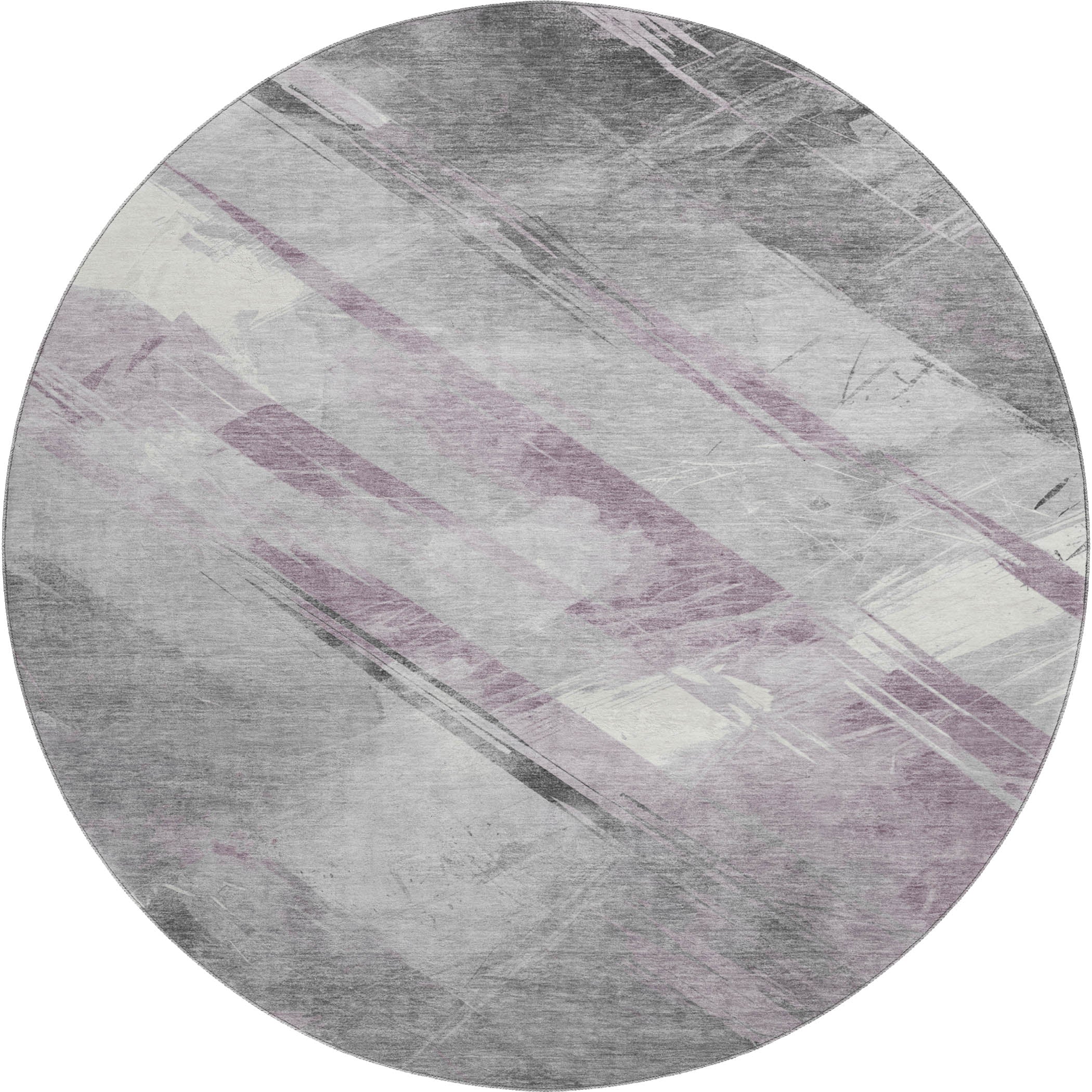 Seoul Machine Washable Transitional Lavender Purple Rug 8' x 8' #shape_Round