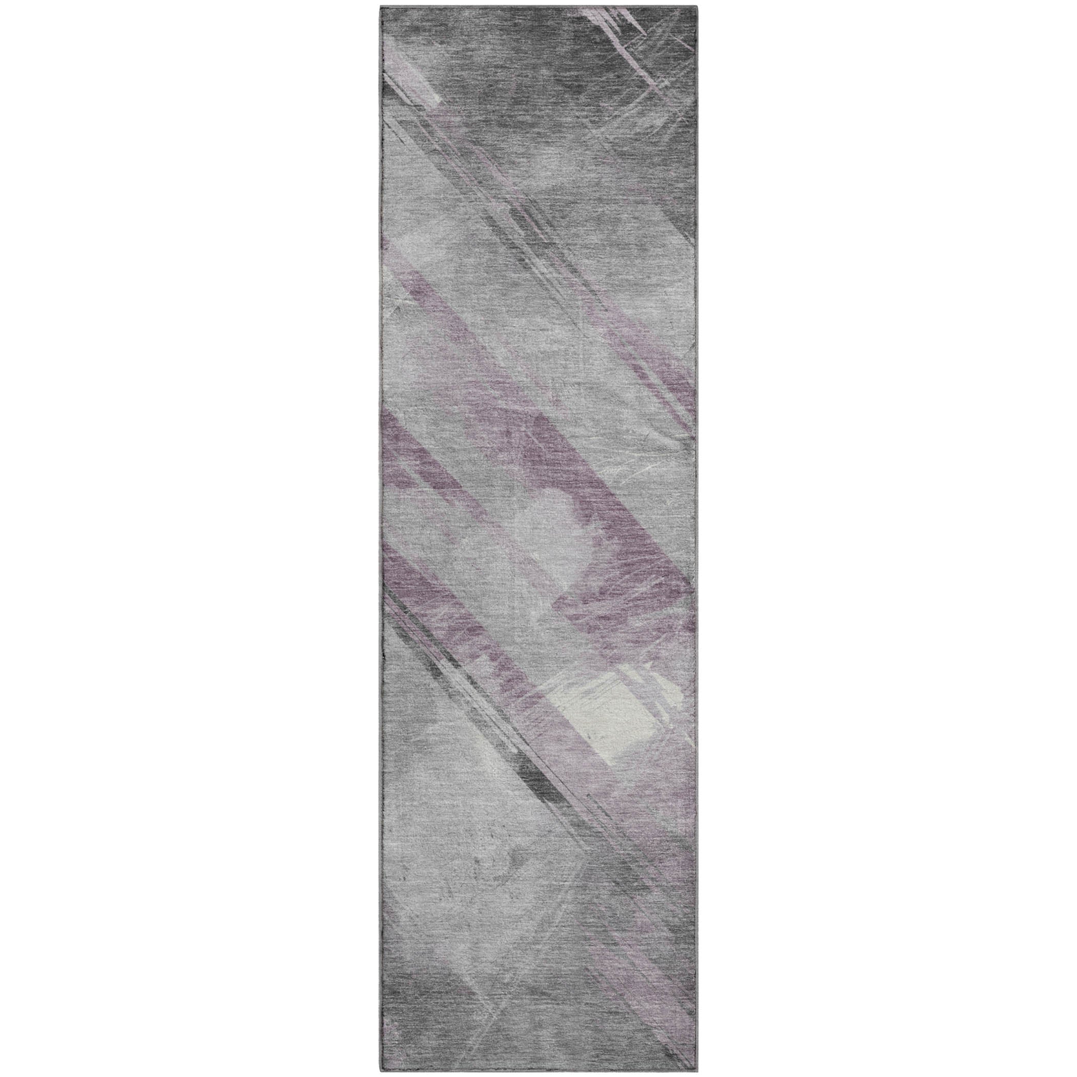Seoul Machine Washable Transitional Lavender Purple Rug 2'3" x 7'6" #shape_Runner
