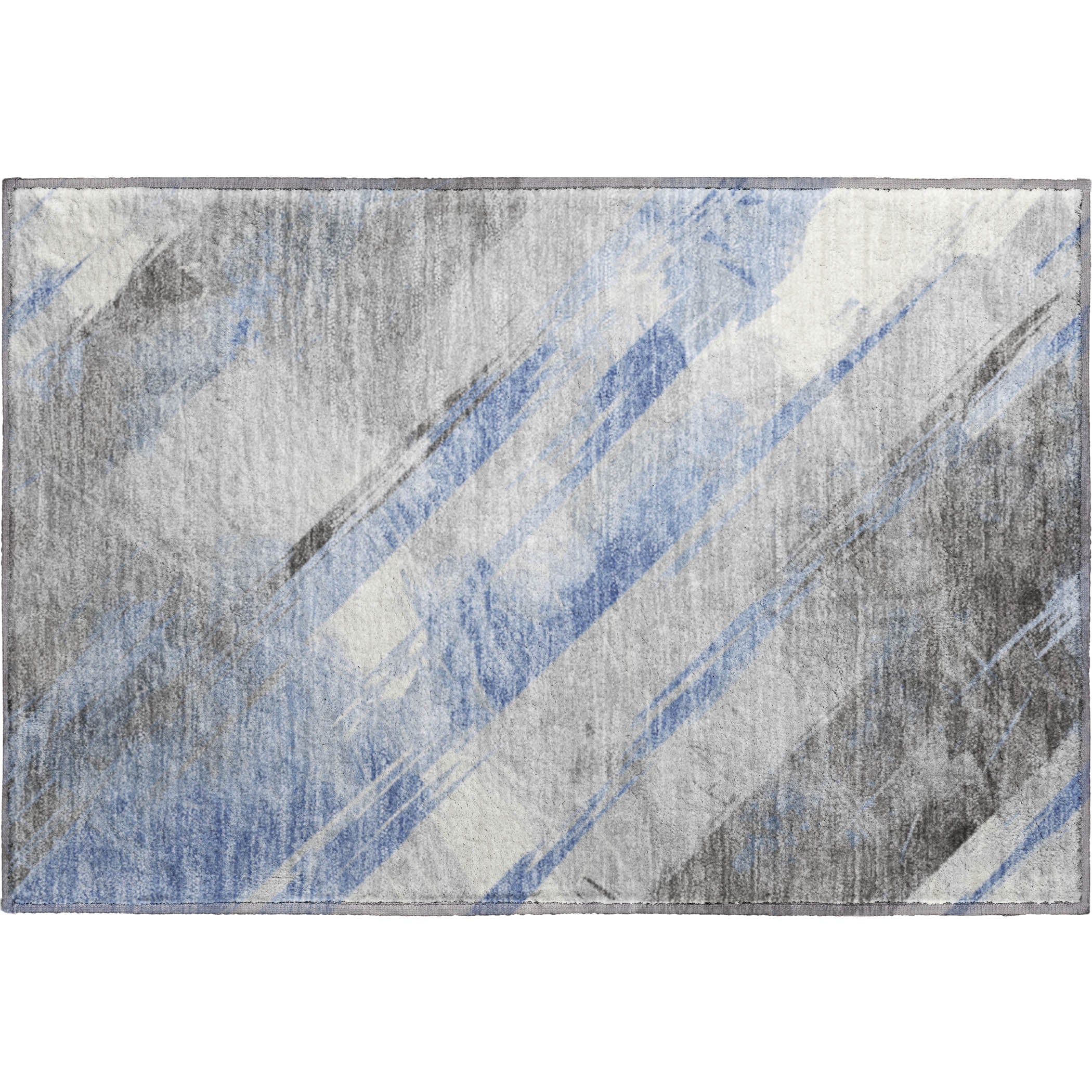 Seoul Machine Washable Transitional Sky Blue Rug 1'8" x 2'6" #shape_Rectangle
