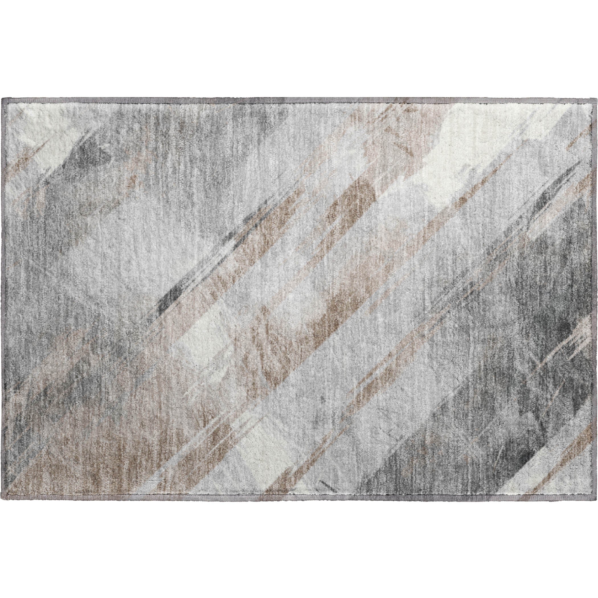Seoul Machine Washable Transitional Taupe Brown Rug 1'8" x 2'6" #shape_Rectangle