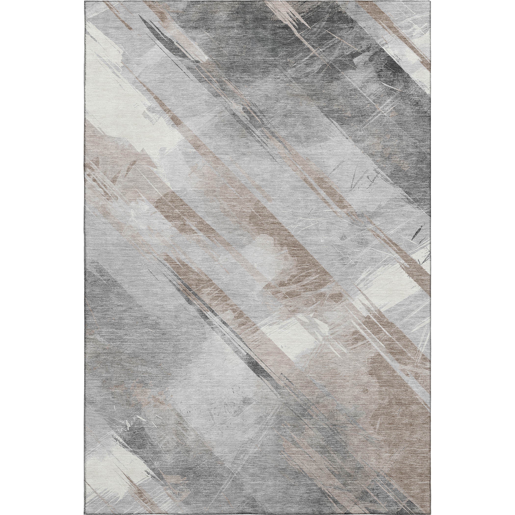 Seoul Machine Washable Transitional Taupe Brown Rug 2'6" x 3'10" #shape_Rectangle