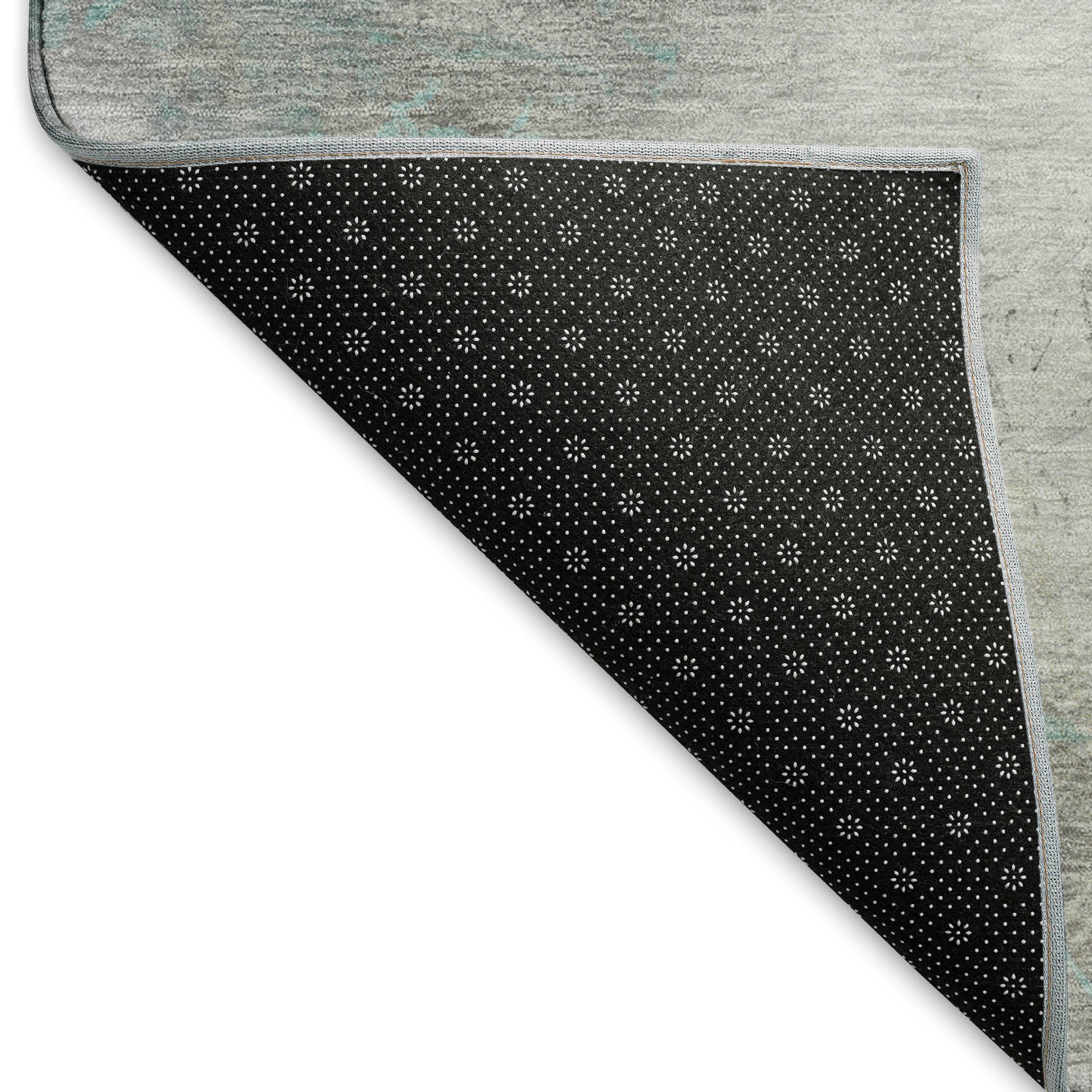 Seoul Machine Washable Transitional Teal Rug 1'8" x 2'6" #shape_Rectangle