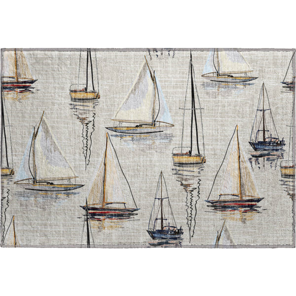 Dublin Machine Washable Coastal Ivory Rug 1'8" x 2'6"