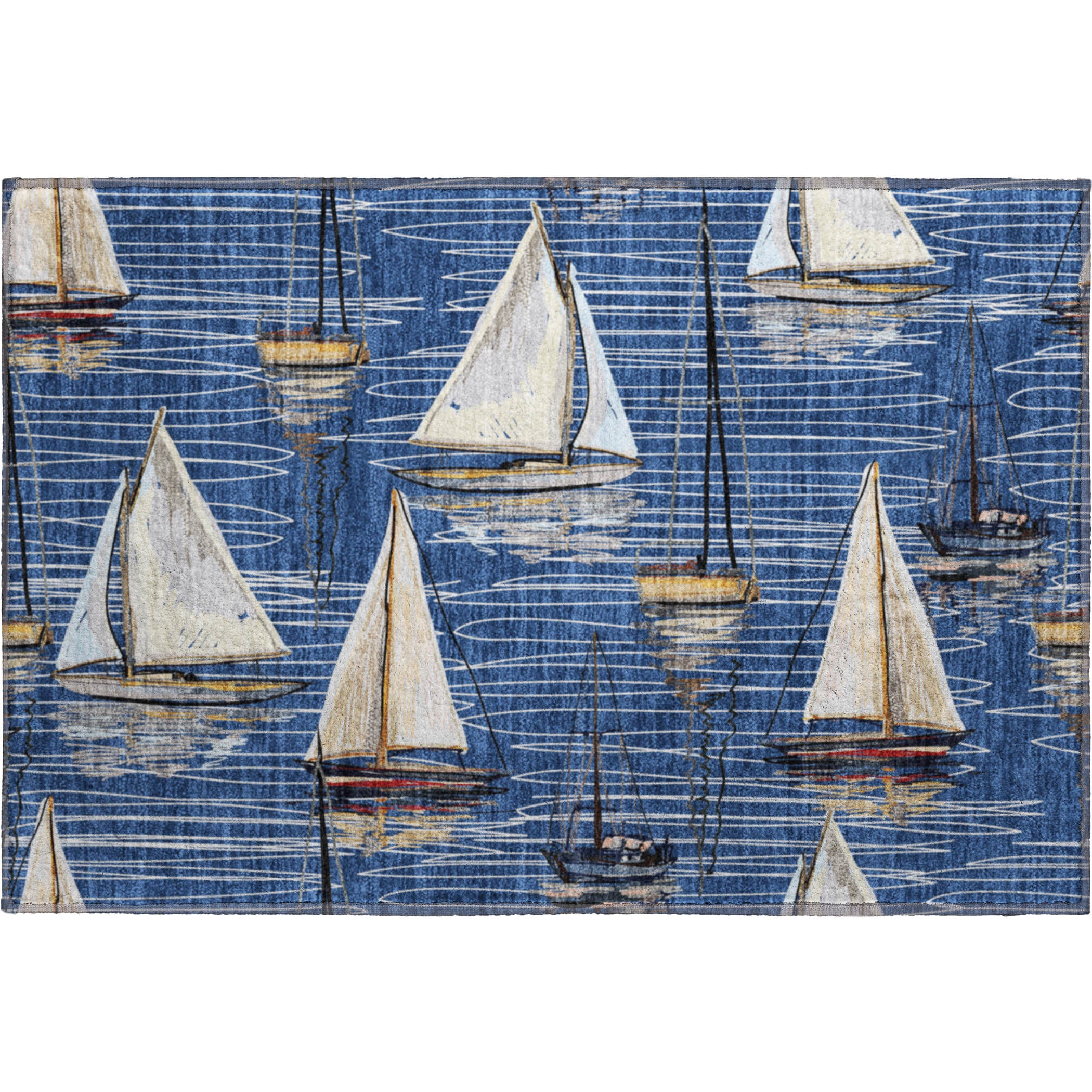 Dublin Machine Washable Coastal Navy Blue Rug 1'8" x 2'6" #shape_Rectangle