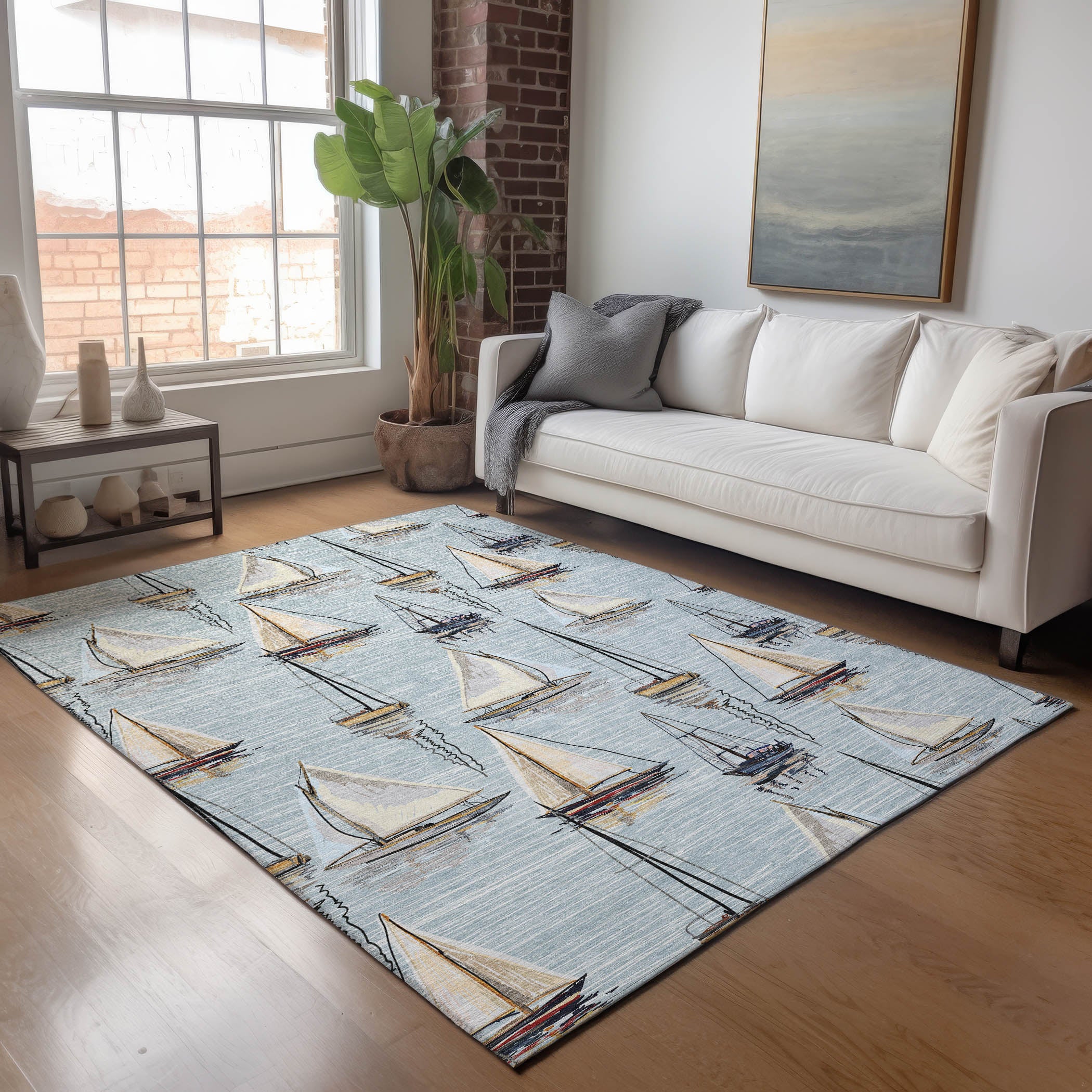 Dublin Machine Washable Coastal Sky Blue Rug 2'6" x 3'10" #shape_Rectangle