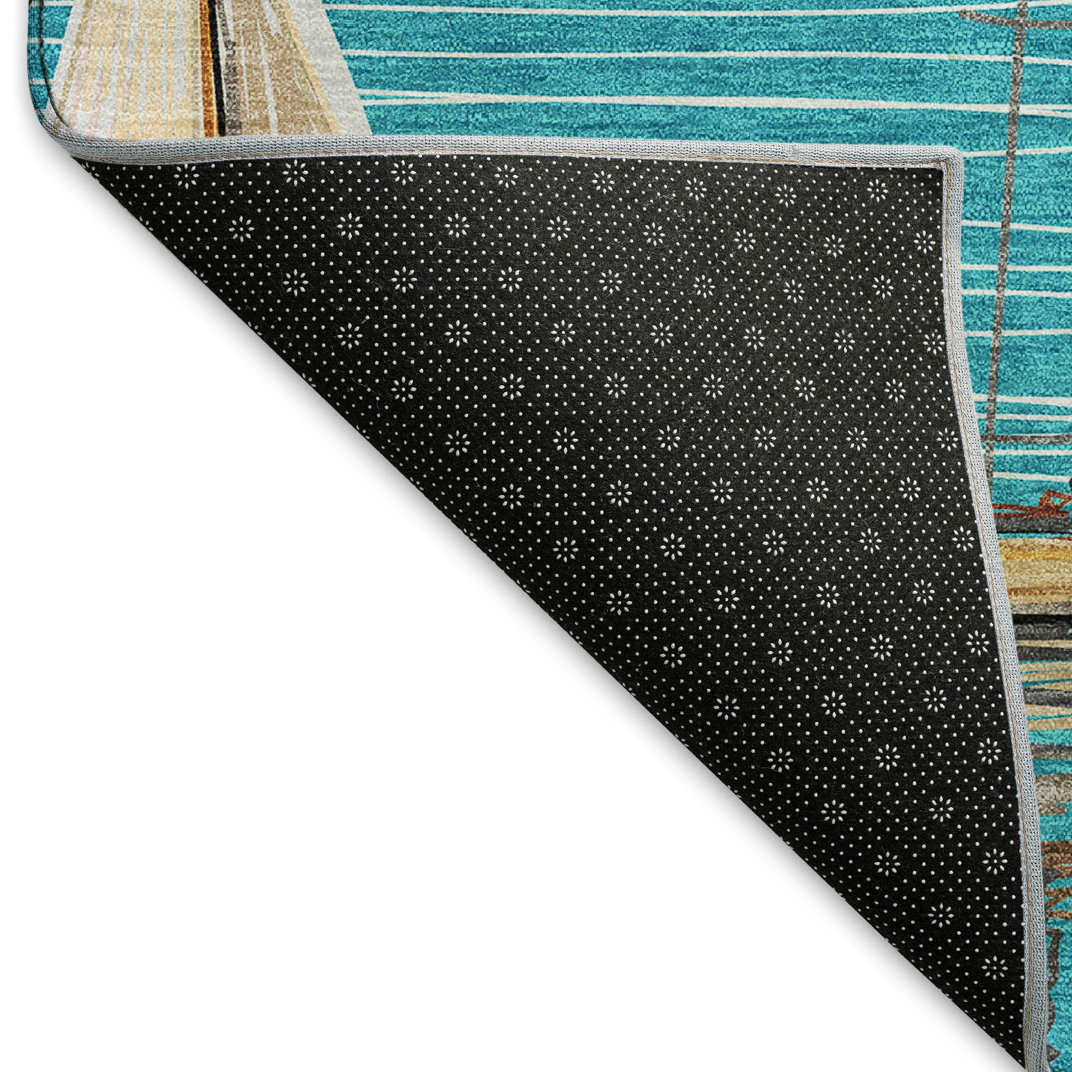 Dublin Machine Washable Coastal Teal Rug 1'8" x 2'6" #shape_Rectangle