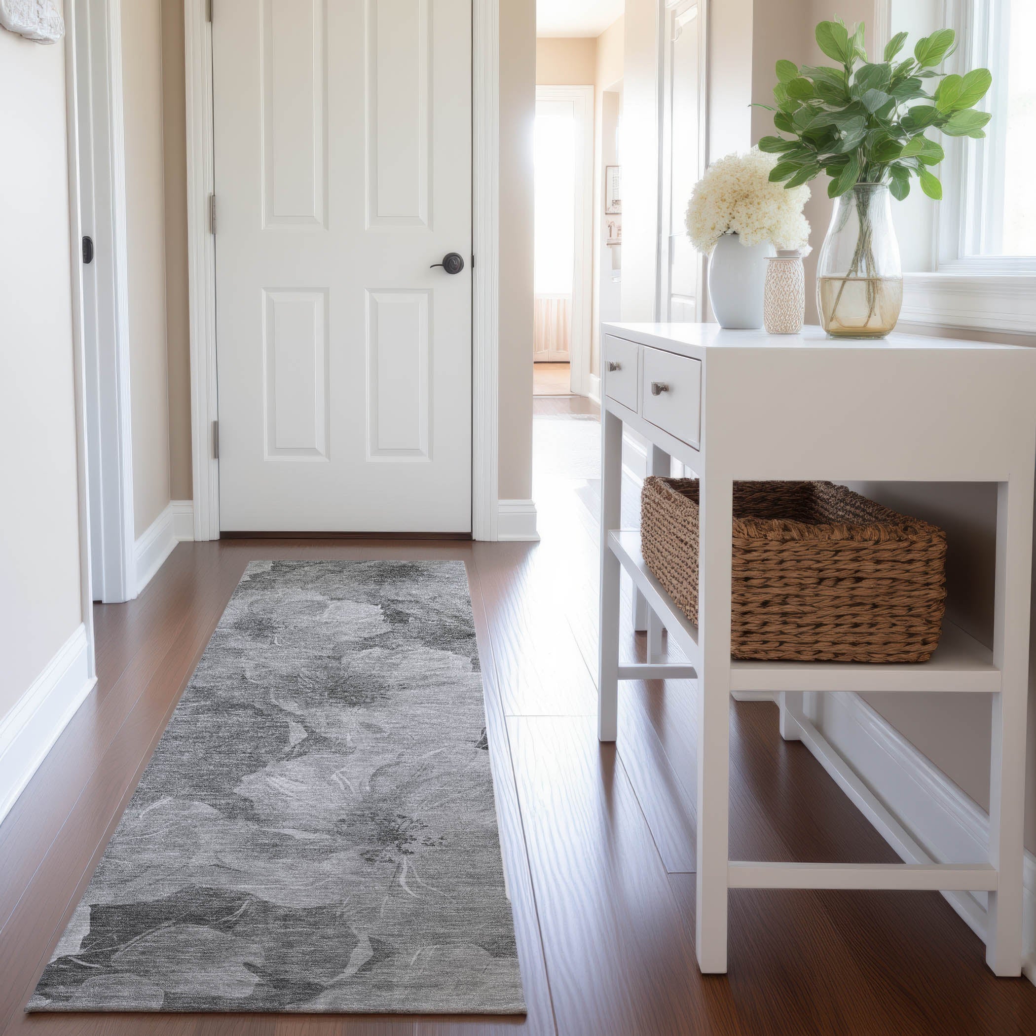 Bangkok Machine Washable Transitional Gray Rug 2'3" x 7'6" #shape_Runner