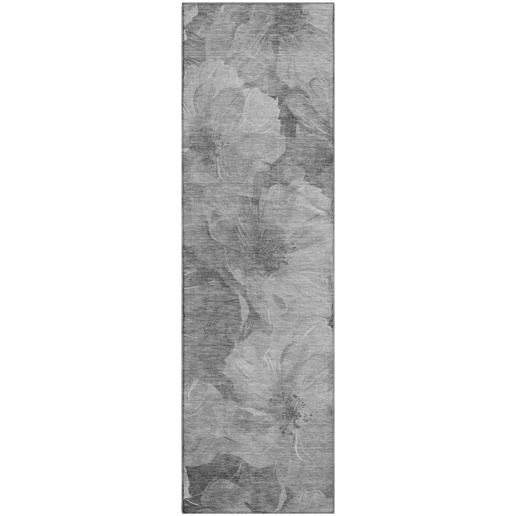 Bangkok Machine Washable Transitional Gray Rug 2'3" x 7'6" #shape_Runner