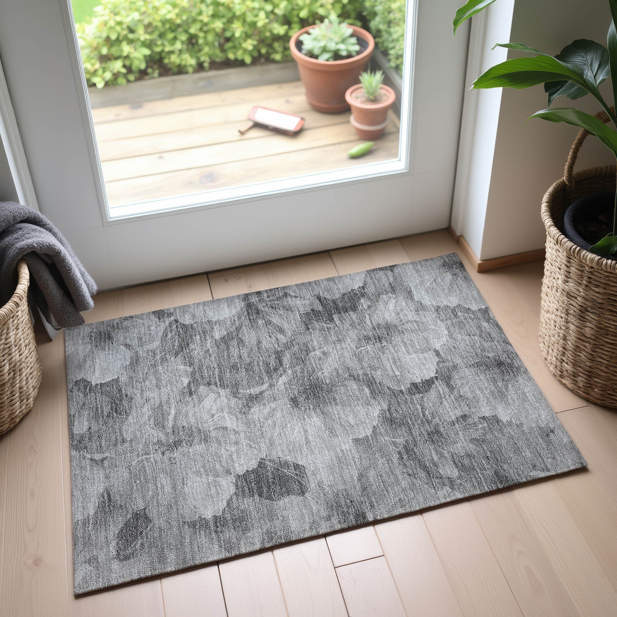 Bangkok Machine Washable Transitional Gray Rug 1'8" x 2'6" #shape_Rectangle