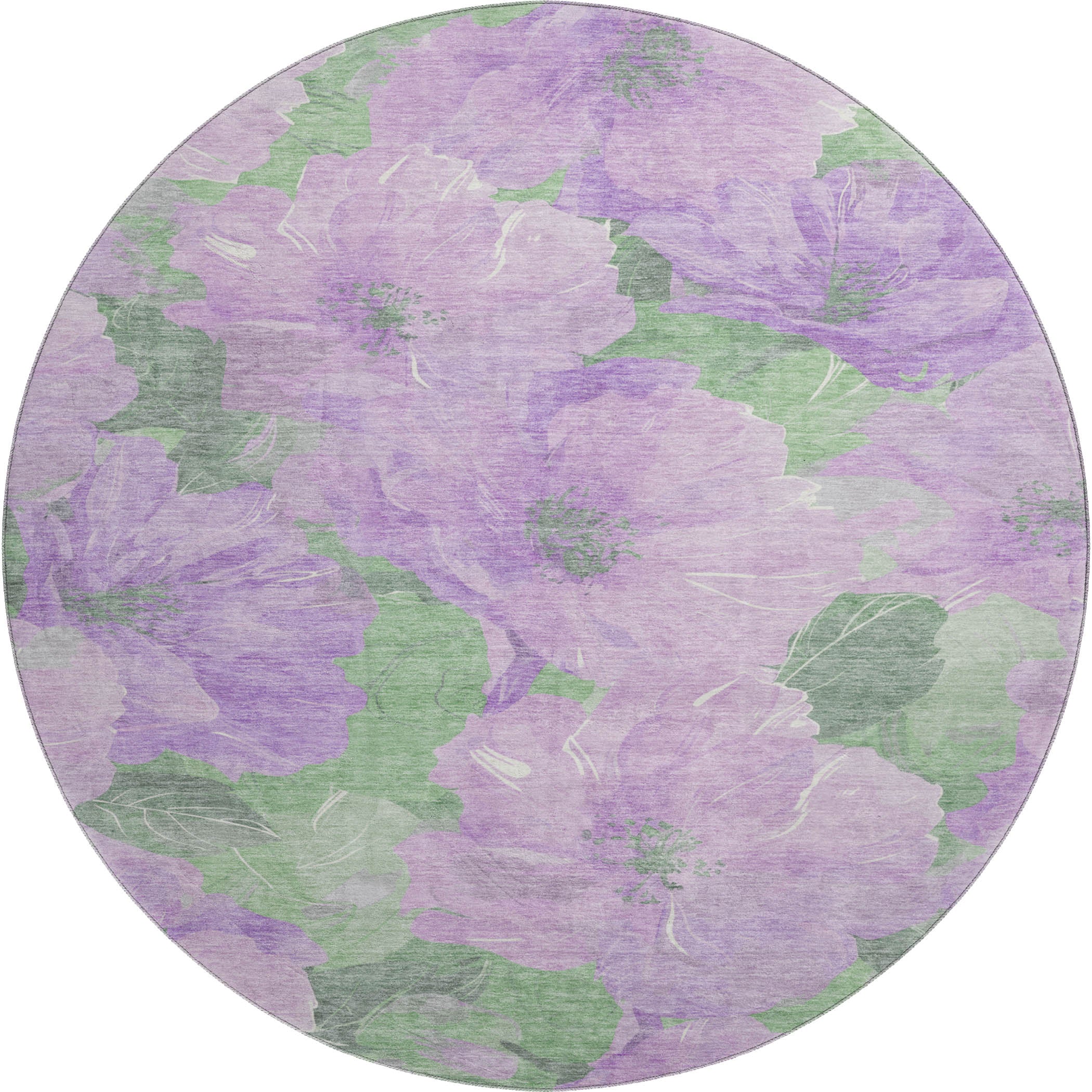Bangkok Machine Washable Transitional Lavender Purple Rug 8' x 8' #shape_Round