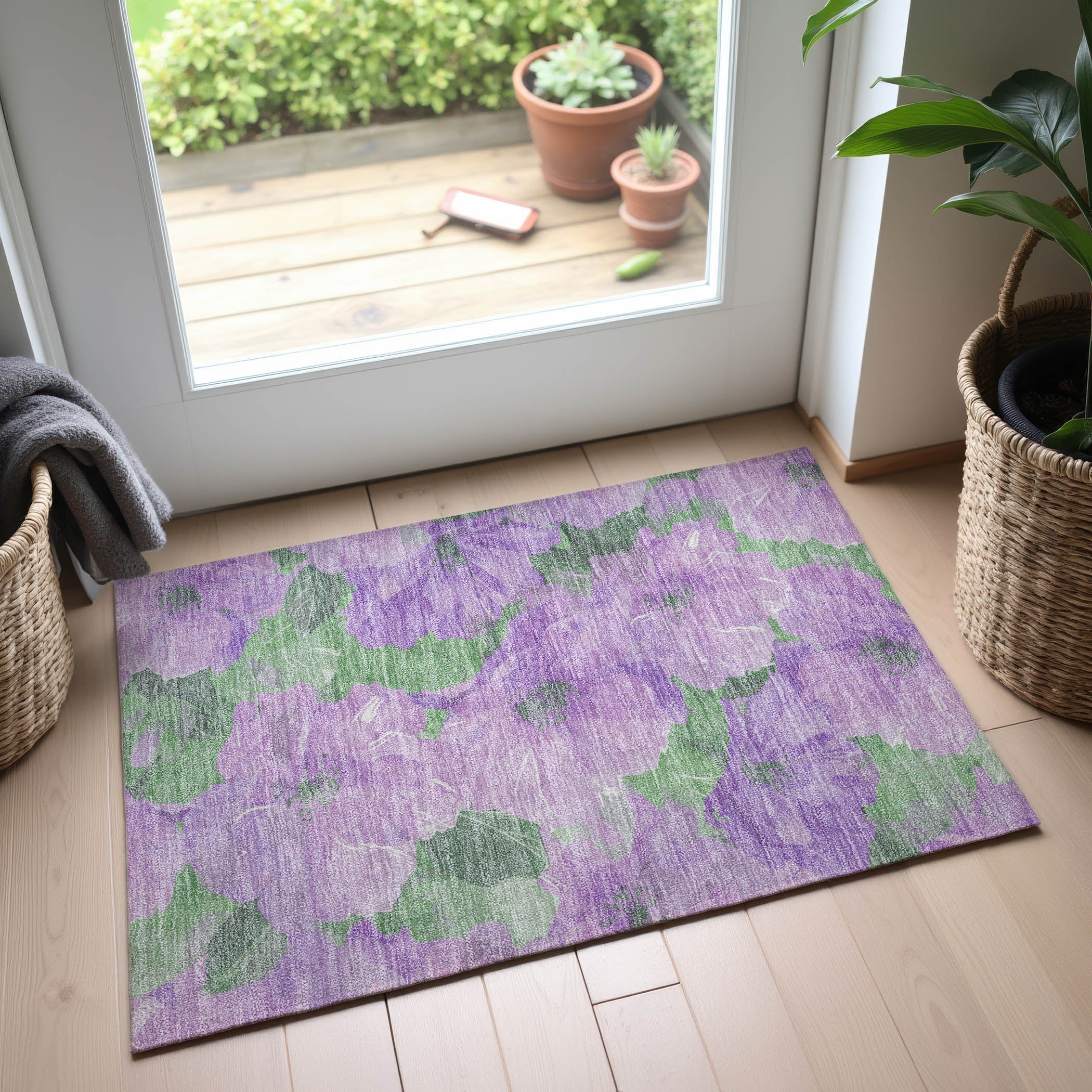 Bangkok Machine Washable Transitional Lavender Purple Rug 1'8" x 2'6" #shape_Rectangle