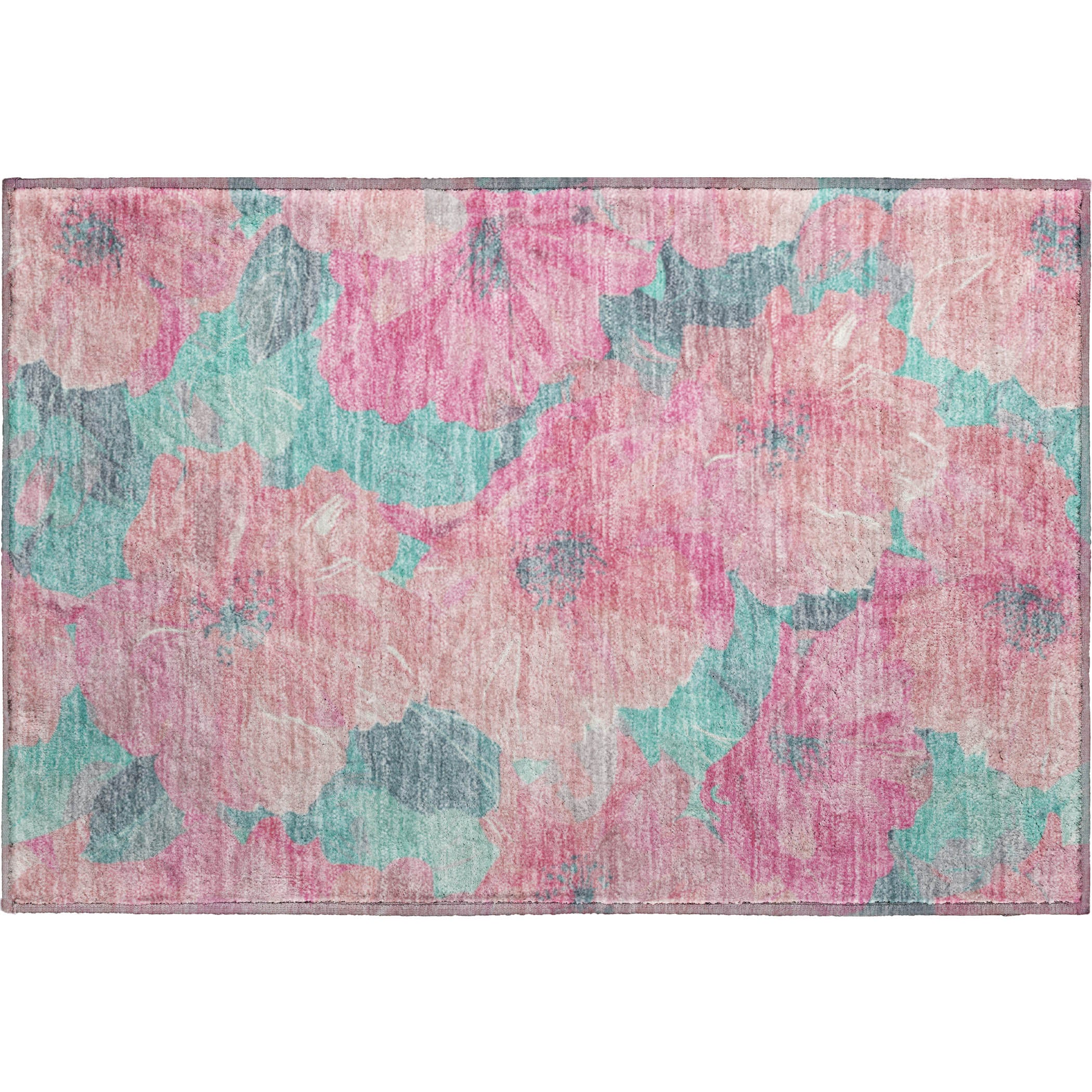 Bangkok Machine Washable Transitional Pink Rug 1'8" x 2'6" #shape_Rectangle