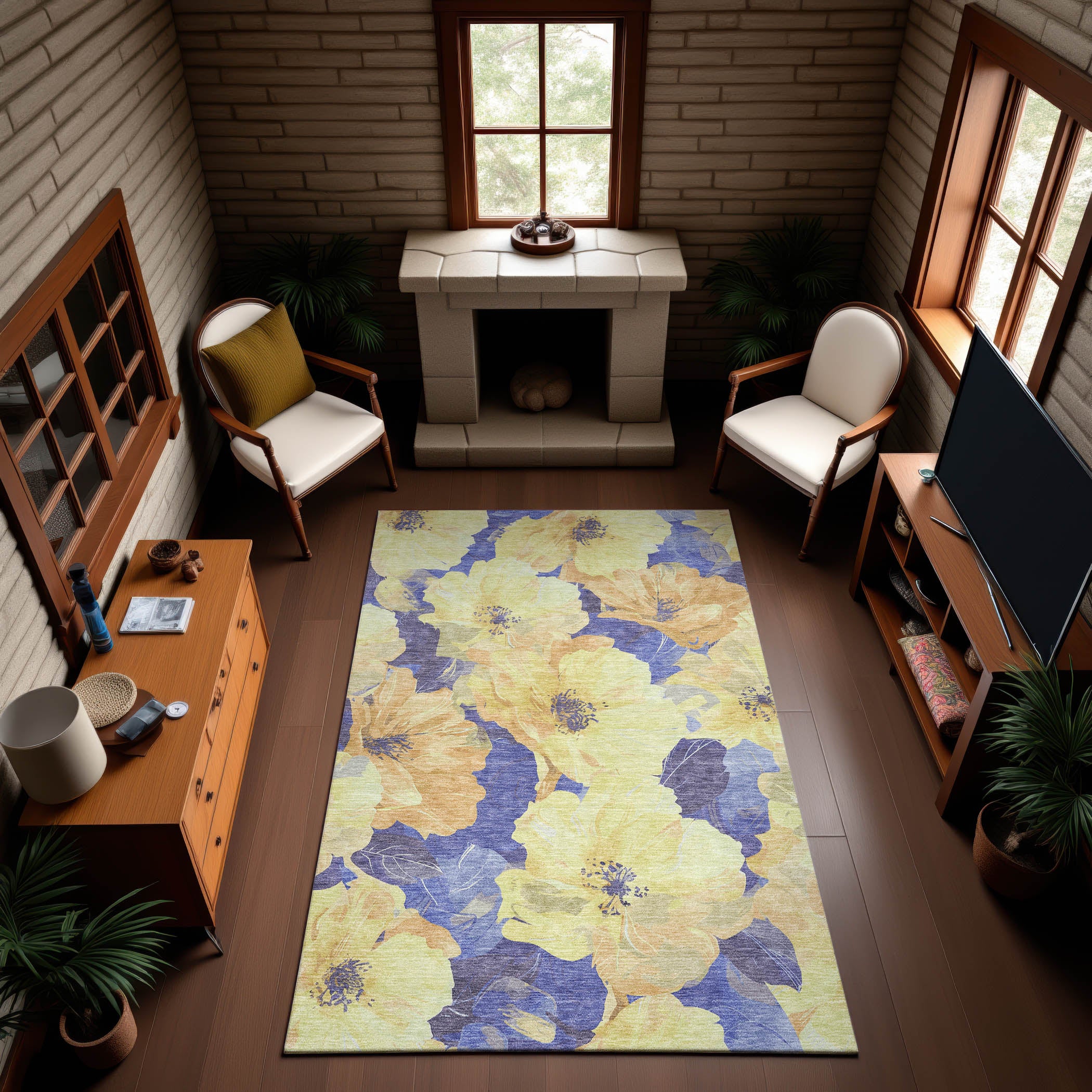 Bangkok Machine Washable Transitional Wheat Gold Rug 2'6" x 3'10" #shape_Rectangle