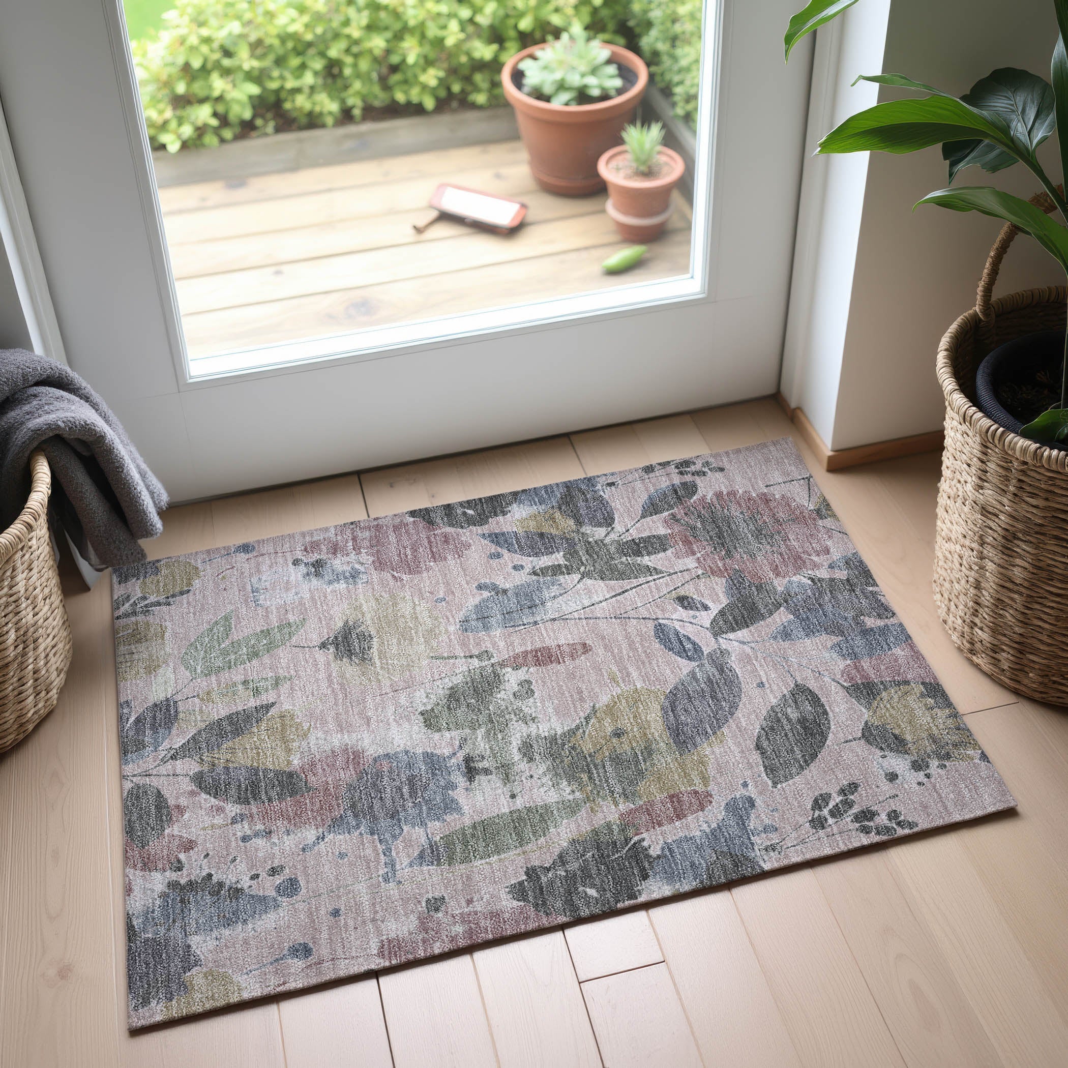 Montevideo Machine Washable Transitional Blush Pink Rug 1'8" x 2'6" #shape_Rectangle
