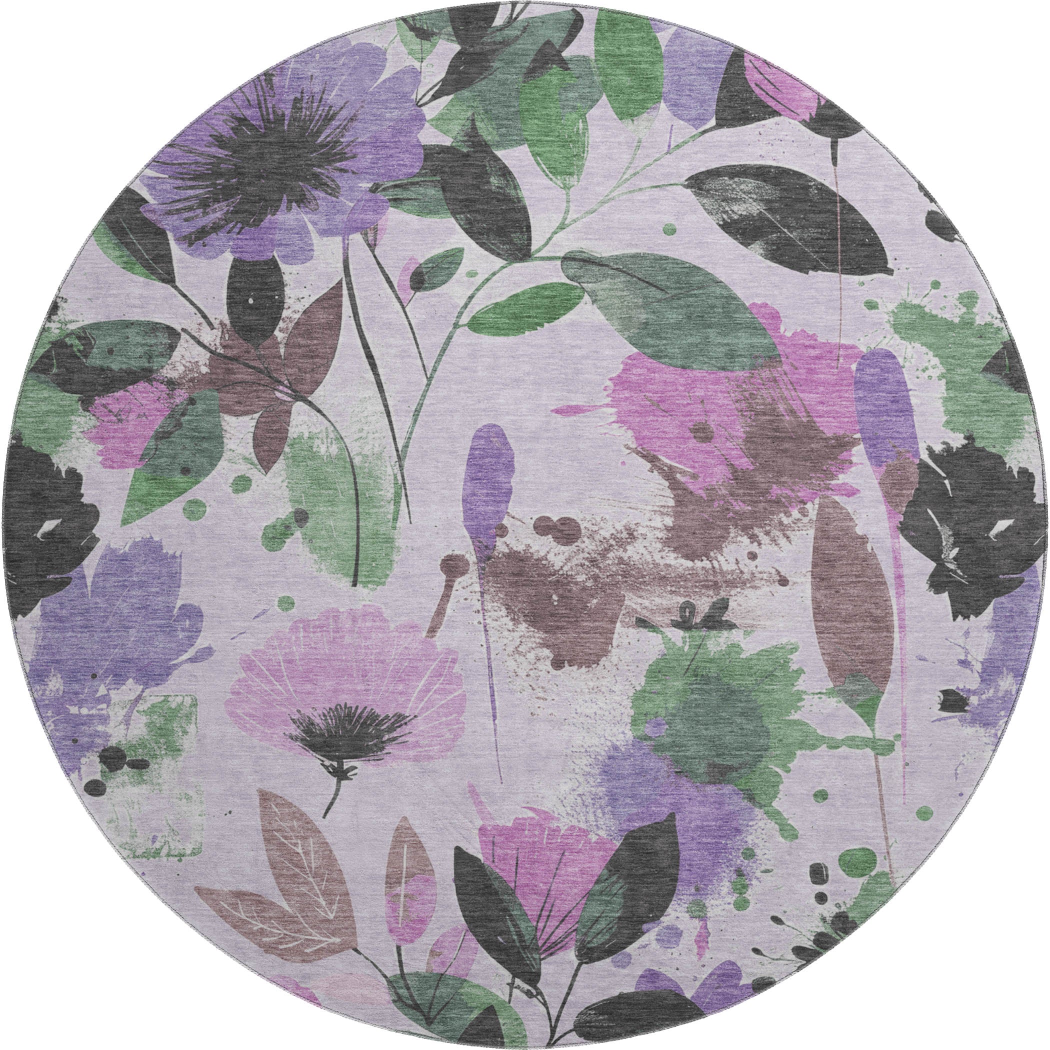 Montevideo Machine Washable Transitional Lavender Purple Rug 8' x 8' #shape_Round