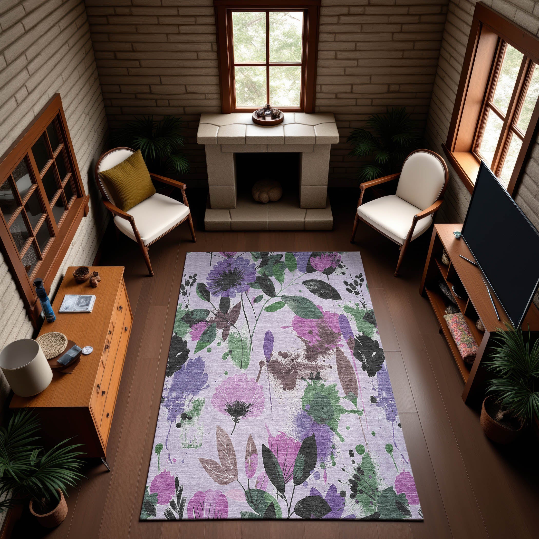 Montevideo Machine Washable Transitional Lavender Purple Rug 2'6" x 3'10" #shape_Rectangle