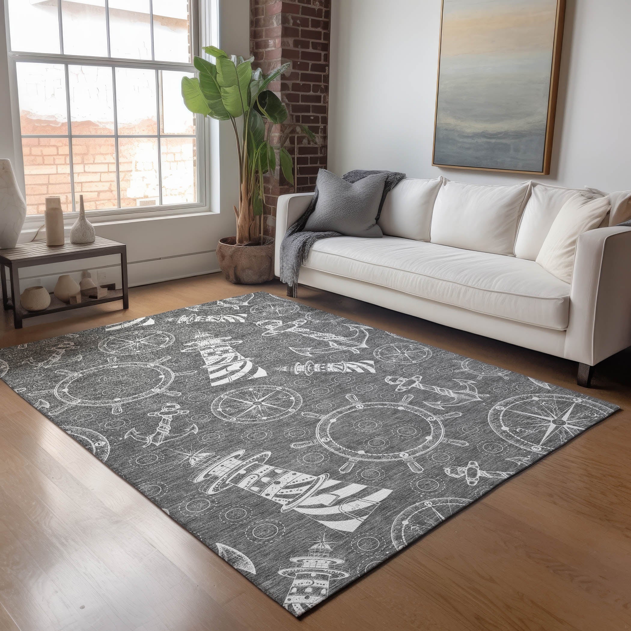 Baku Machine Washable Coastal Gray Rug 2'6" x 3'10" #shape_Rectangle