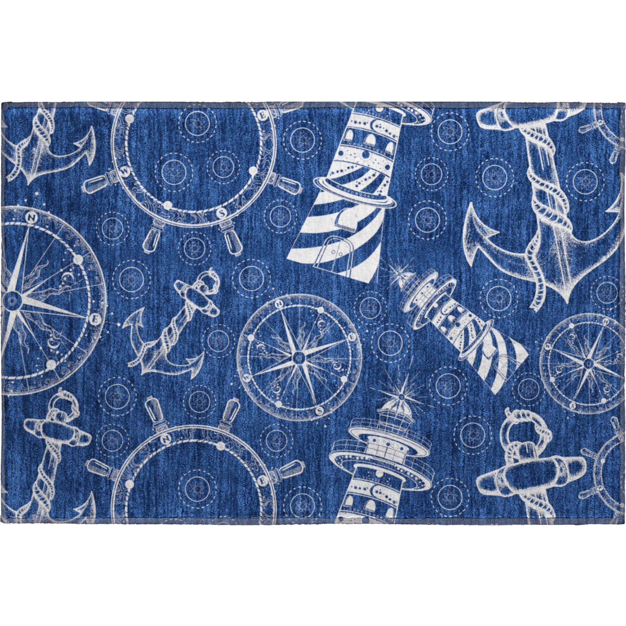 Baku Machine Washable Coastal Navy Blue Rug 1'8" x 2'6" #shape_Rectangle