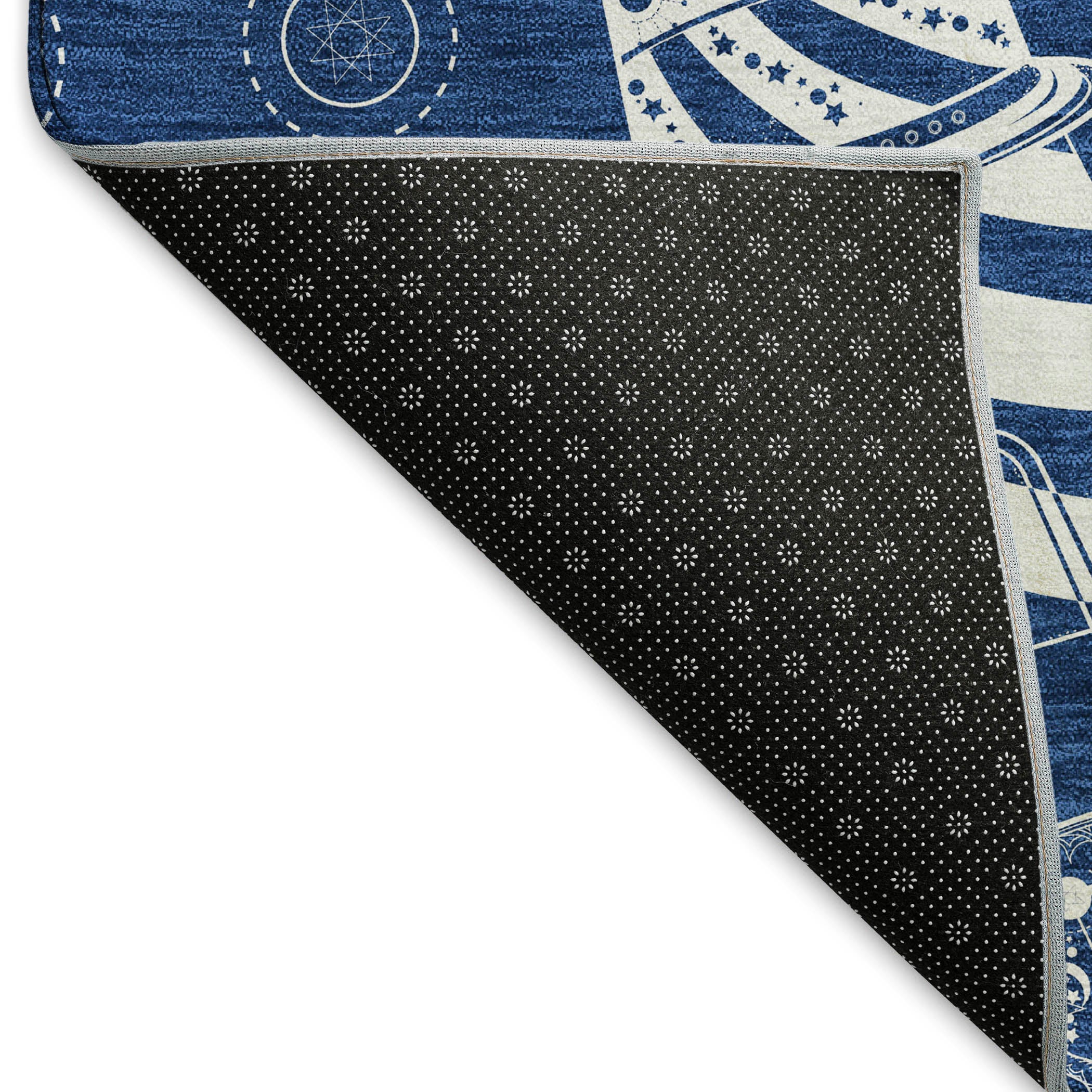 Baku Machine Washable Coastal Navy Blue Rug 1'8" x 2'6" #shape_Rectangle