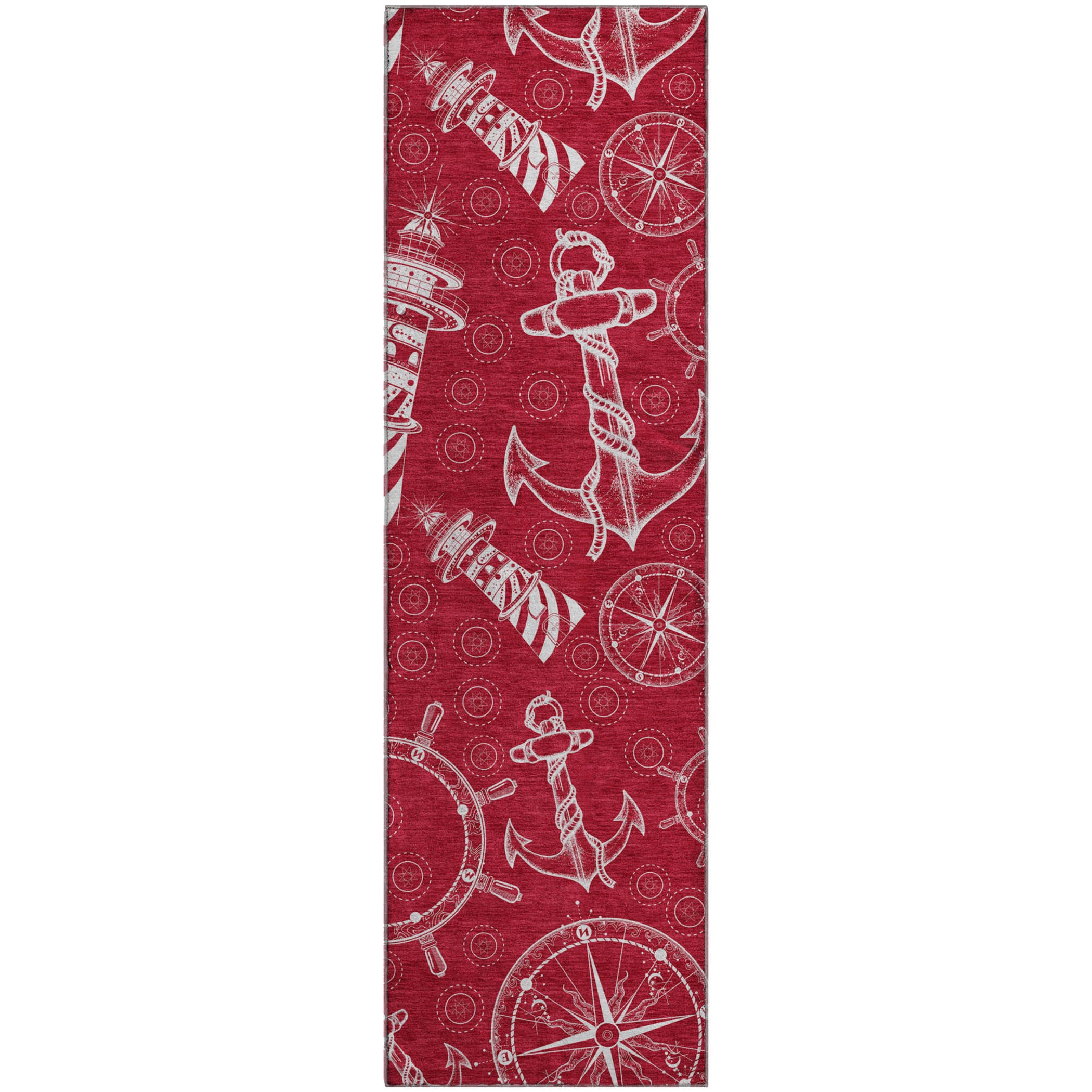 Baku Machine Washable Coastal Red Rug 2'3" x 7'6" #shape_Runner