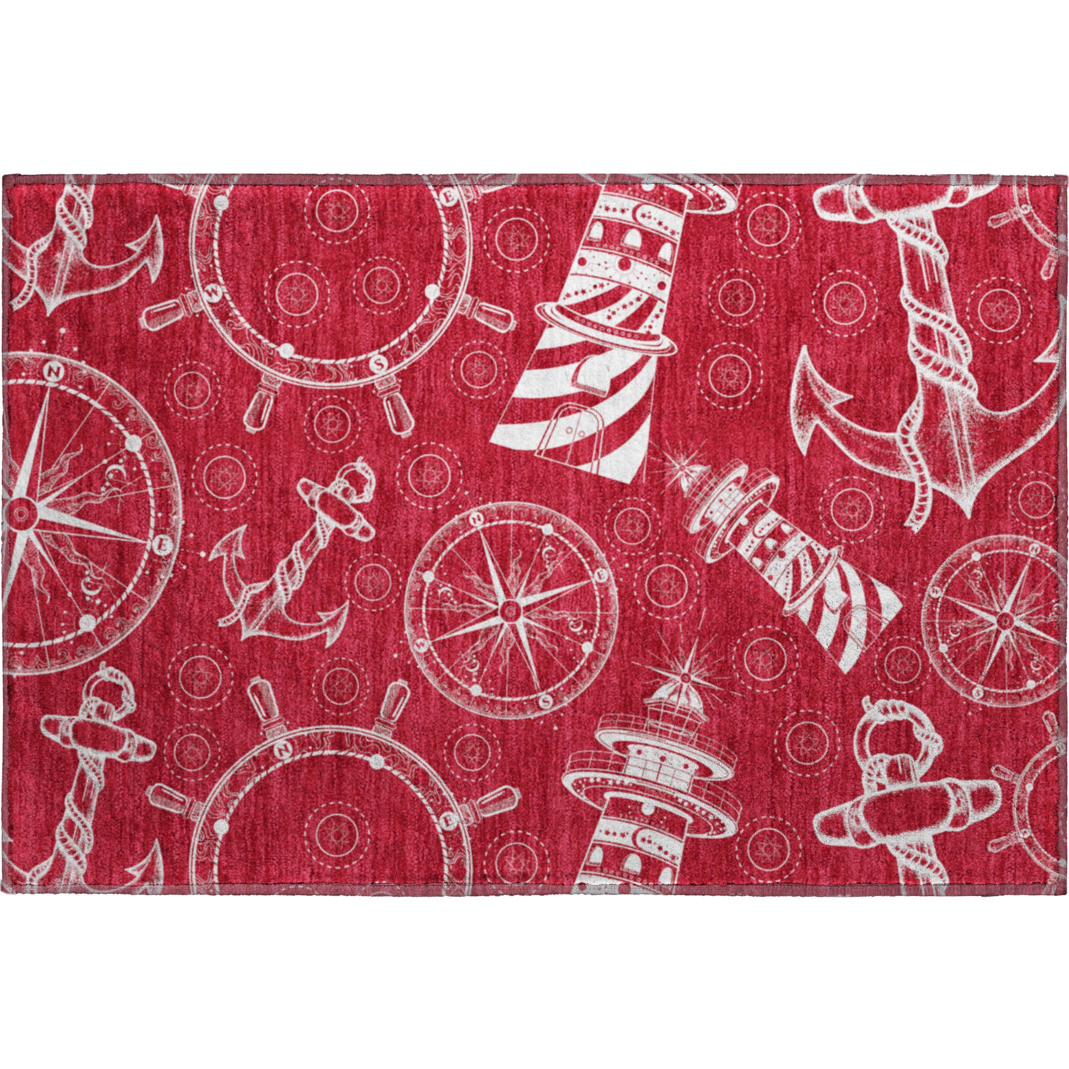 Baku Machine Washable Coastal Red Rug 1'8" x 2'6" #shape_Rectangle