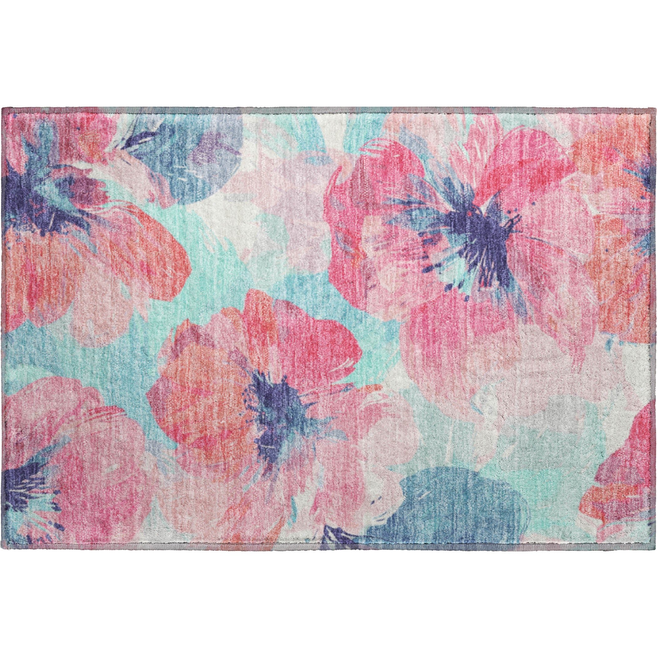 Split Machine Washable Transitional Pink Rug 1'8" x 2'6" #shape_Rectangle