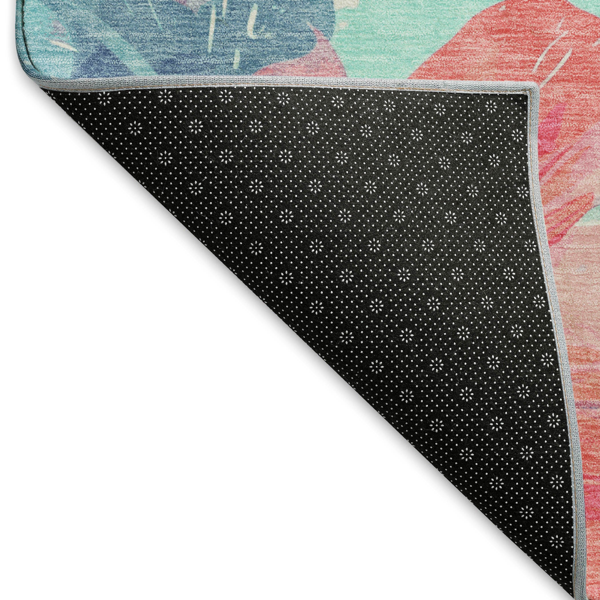 Split Machine Washable Transitional Pink Rug 1'8" x 2'6" #shape_Rectangle