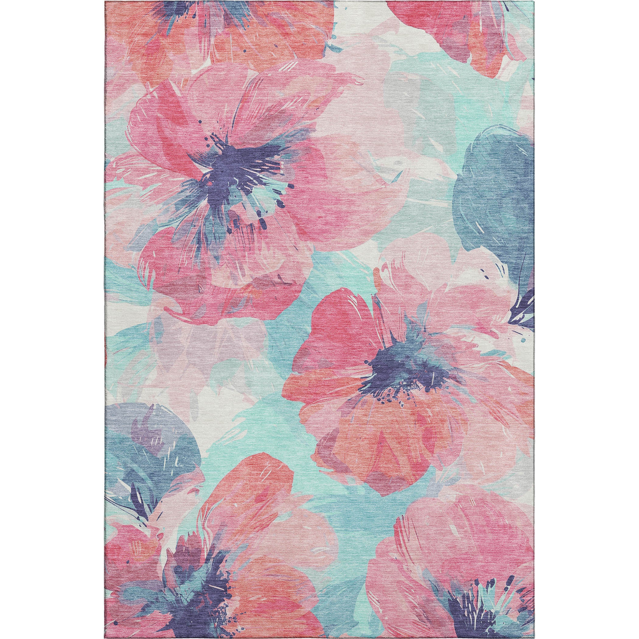 Split Machine Washable Transitional Pink Rug 2'6" x 3'10" #shape_Rectangle