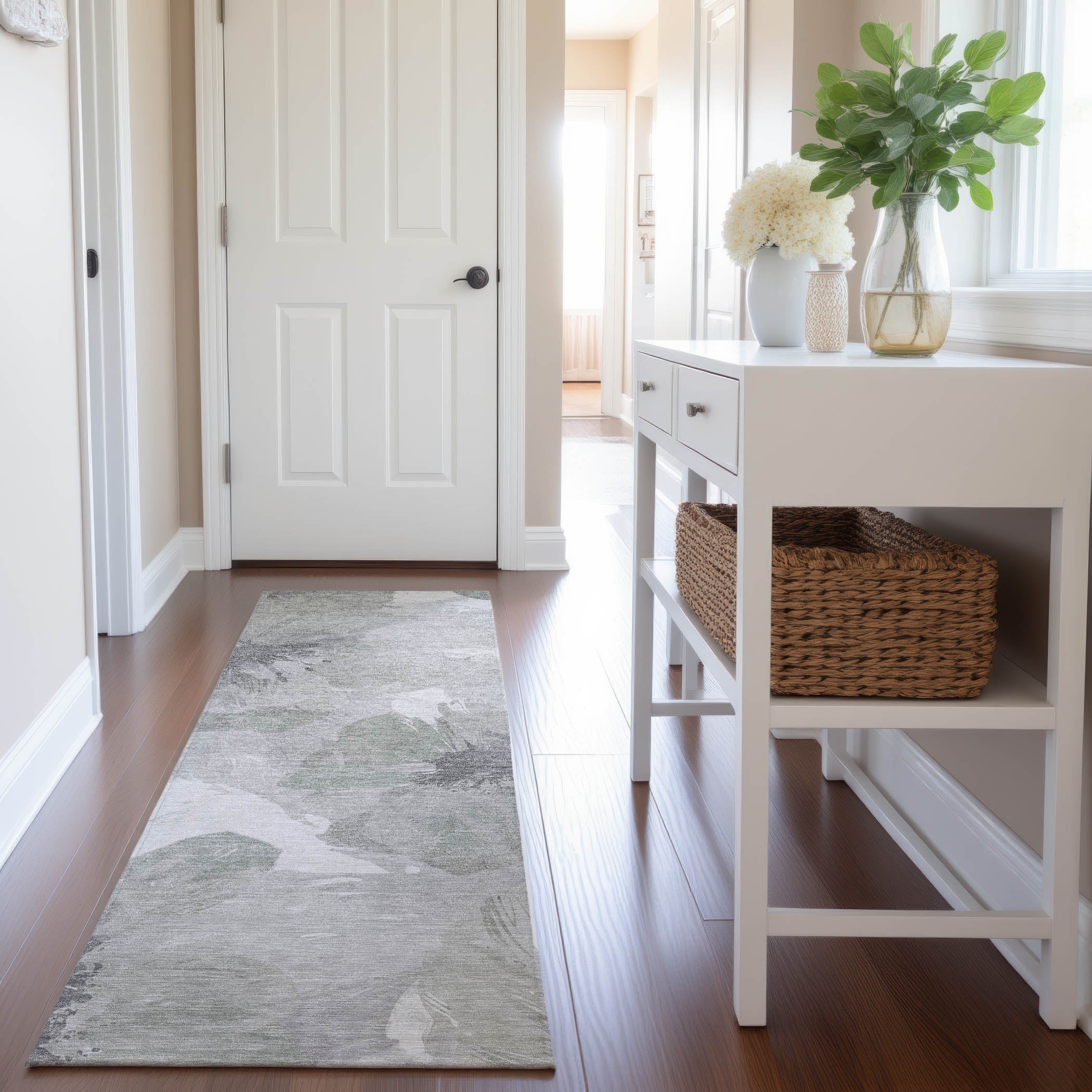 Split Machine Washable Transitional Putty Ivory Rug 2'3" x 7'6" #shape_Runner