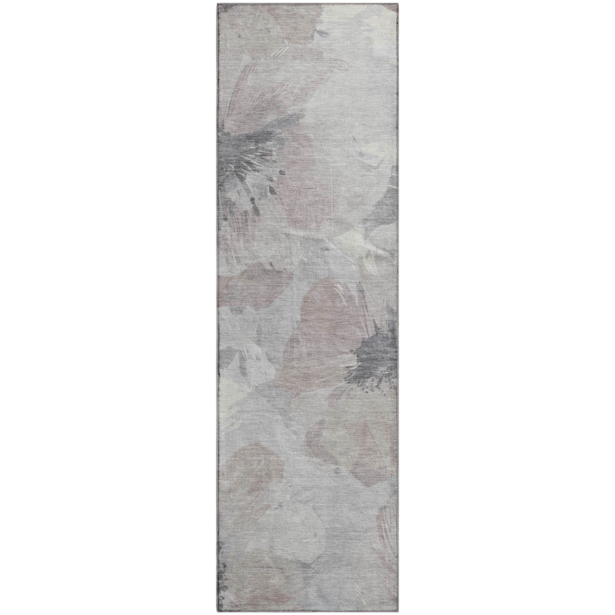 Split Machine Washable Transitional Taupe Brown Rug 2'3" x 7'6" #shape_Runner