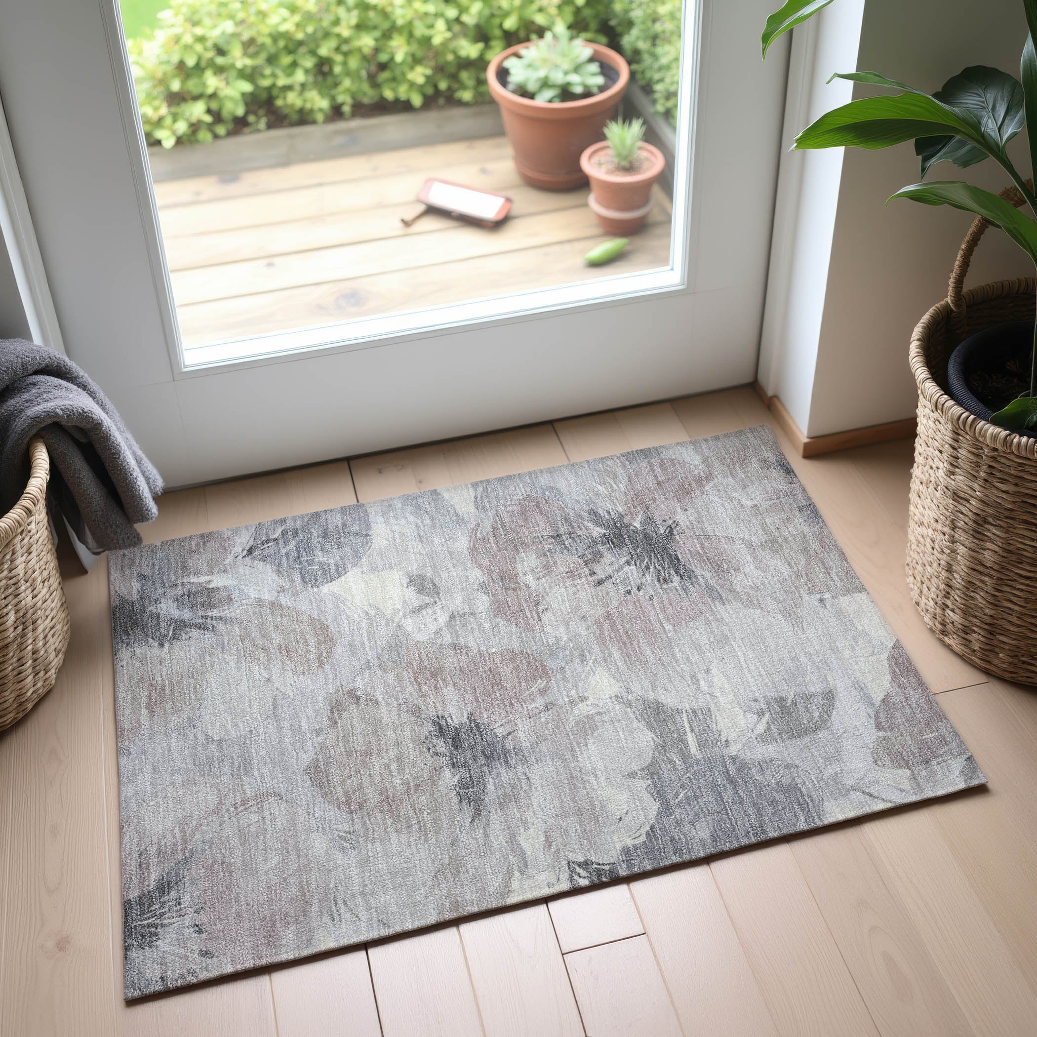 Split Machine Washable Transitional Taupe Brown Rug 1'8" x 2'6" #shape_Rectangle