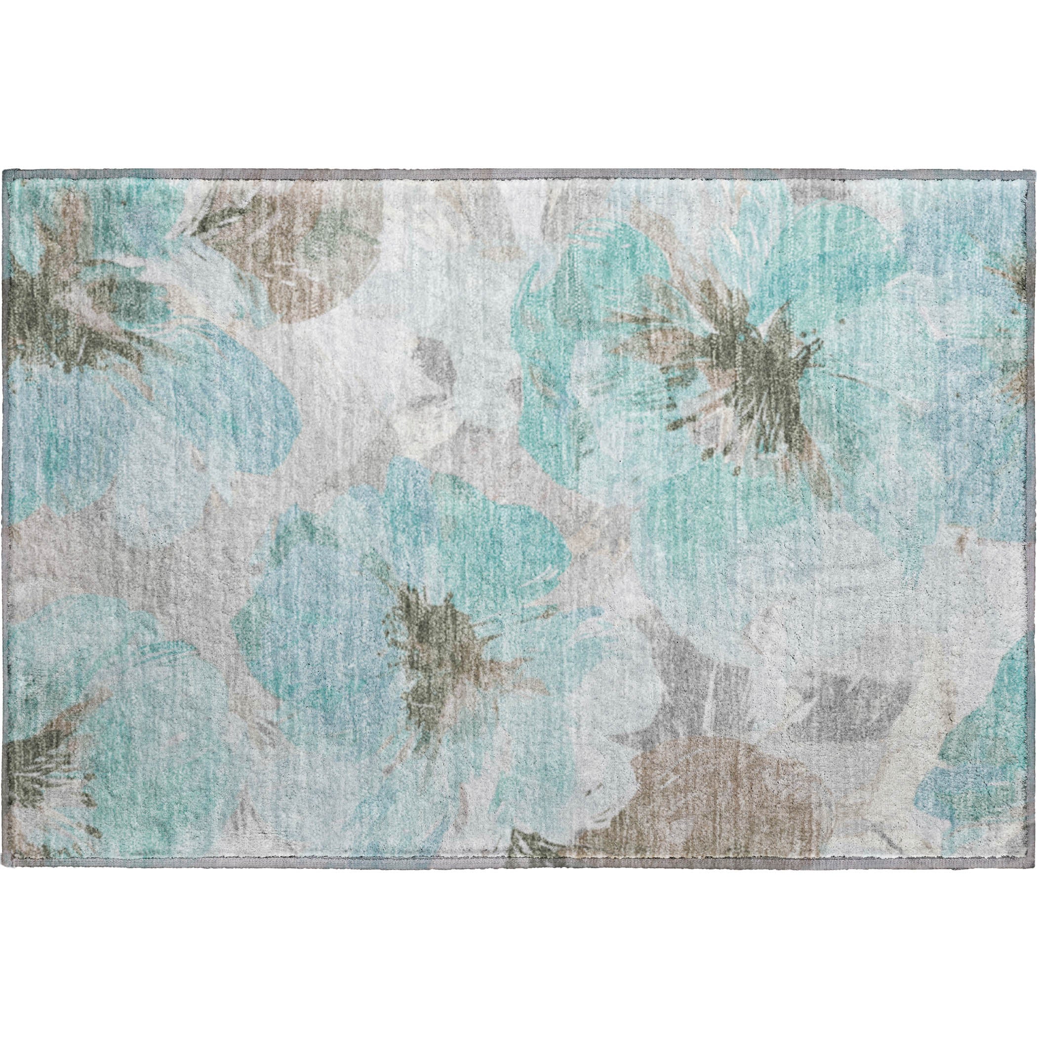 Split Machine Washable Transitional Teal Rug 1'8" x 2'6" #shape_Rectangle