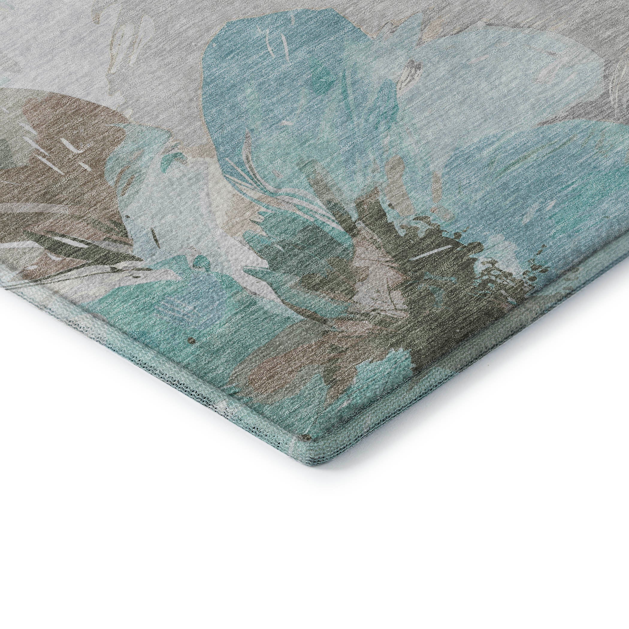 Split Machine Washable Transitional Teal Rug 1'8" x 2'6" #shape_Rectangle
