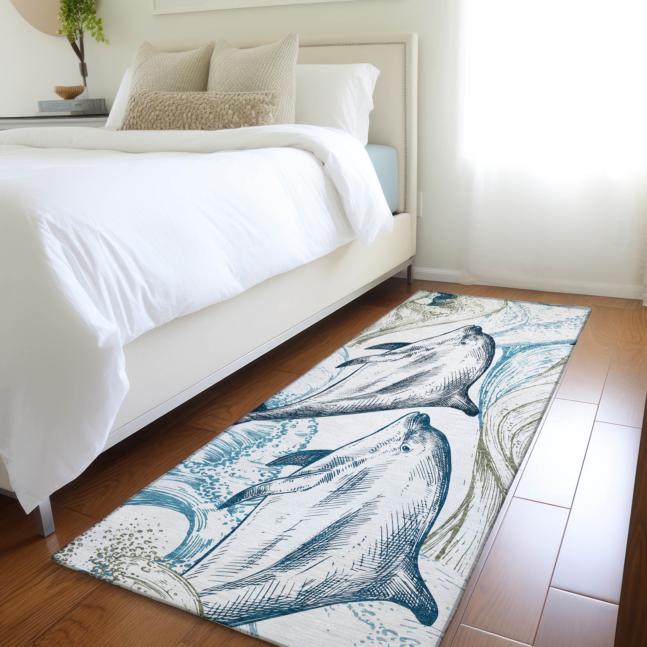 Rome Machine Washable Coastal Ivory Rug 2'3" x 7'6" #shape_Runner