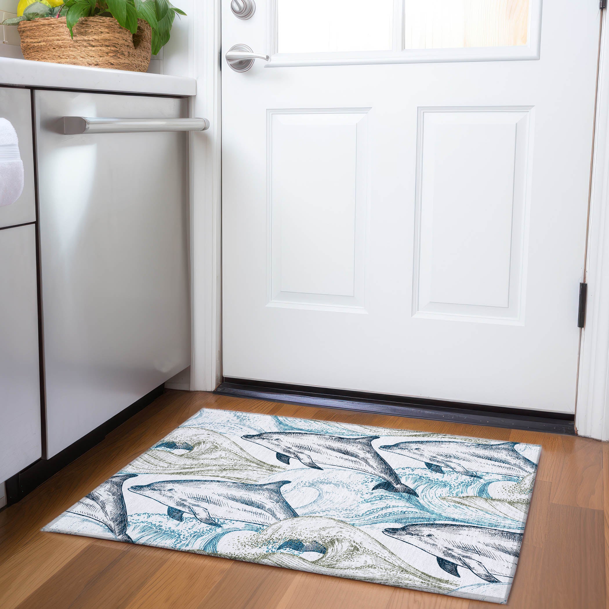 Rome Machine Washable Coastal Ivory Rug 1'8" x 2'6" #shape_Rectangle