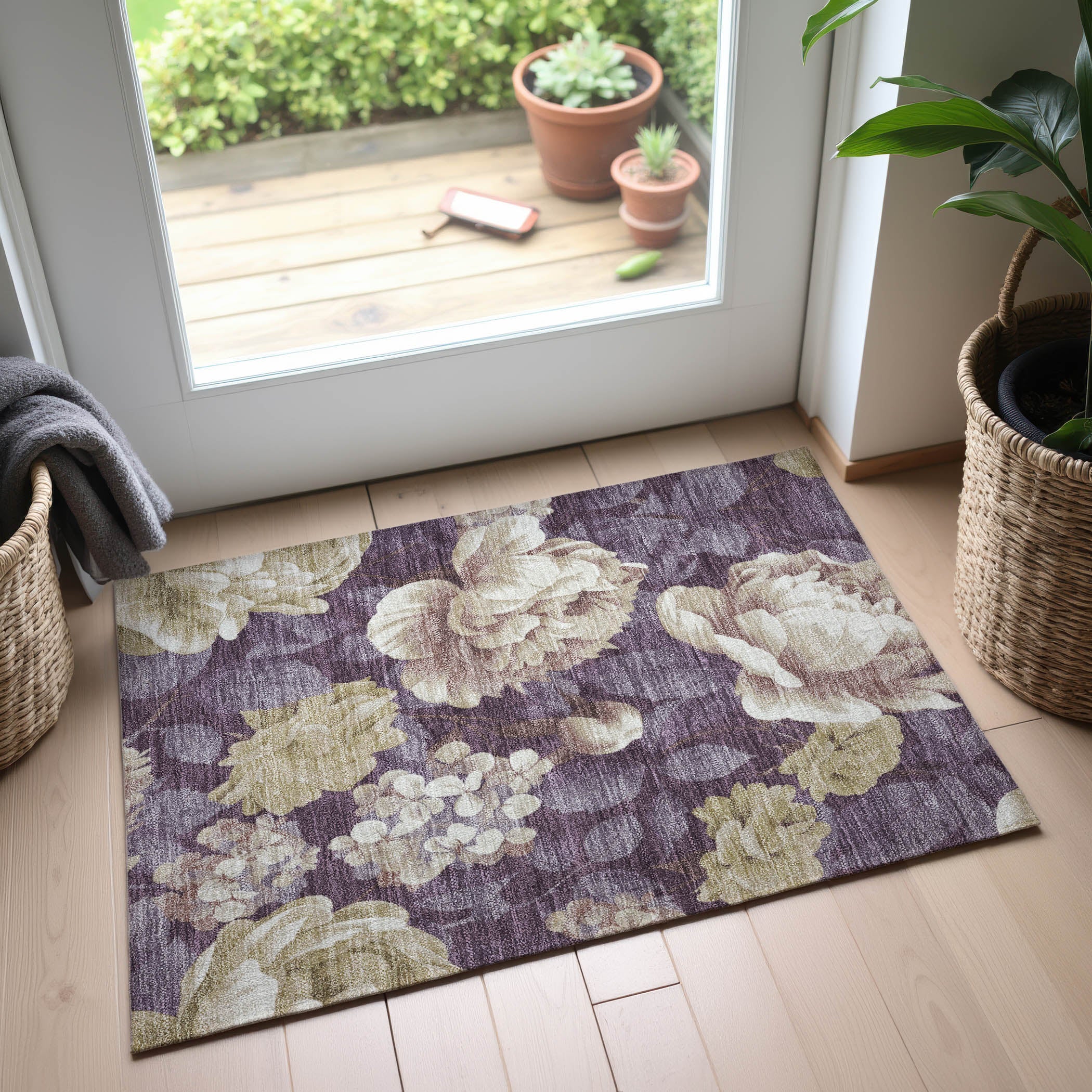 Oslo Machine Washable Transitional Beige Brown Rug 1'8" x 2'6" #shape_Rectangle